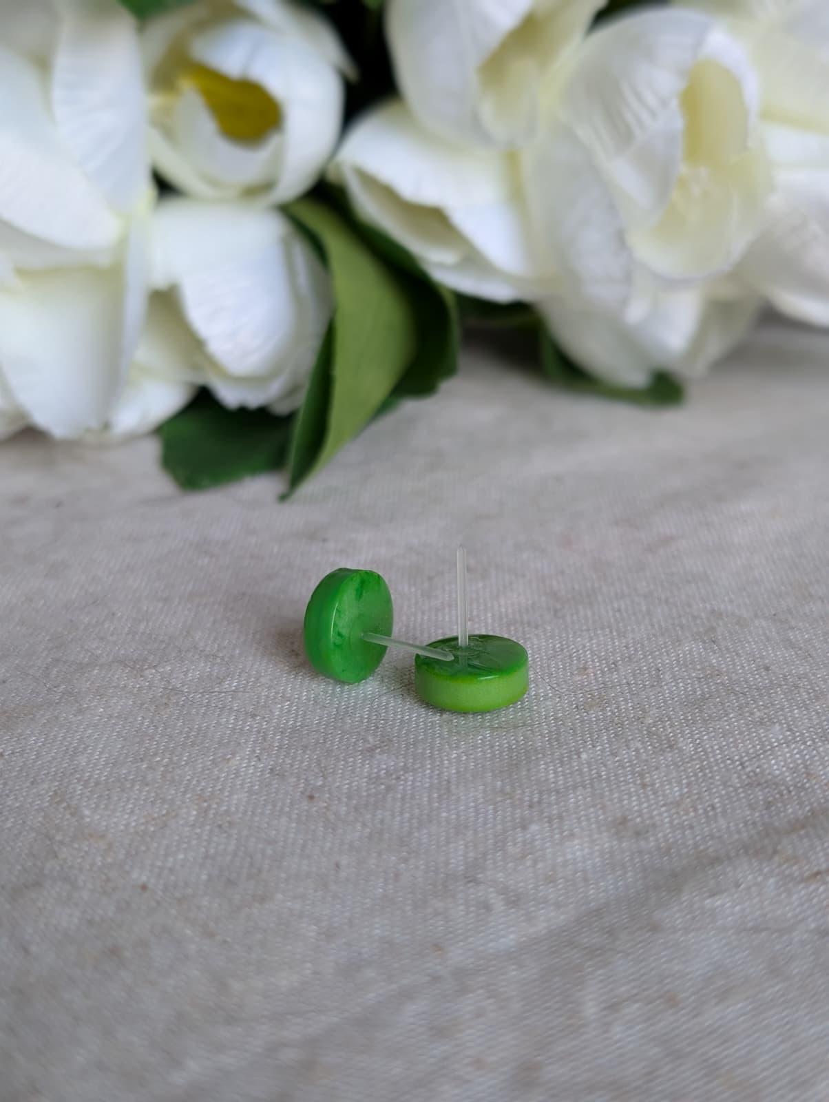 Green Tagua Nut Stud Earrings.