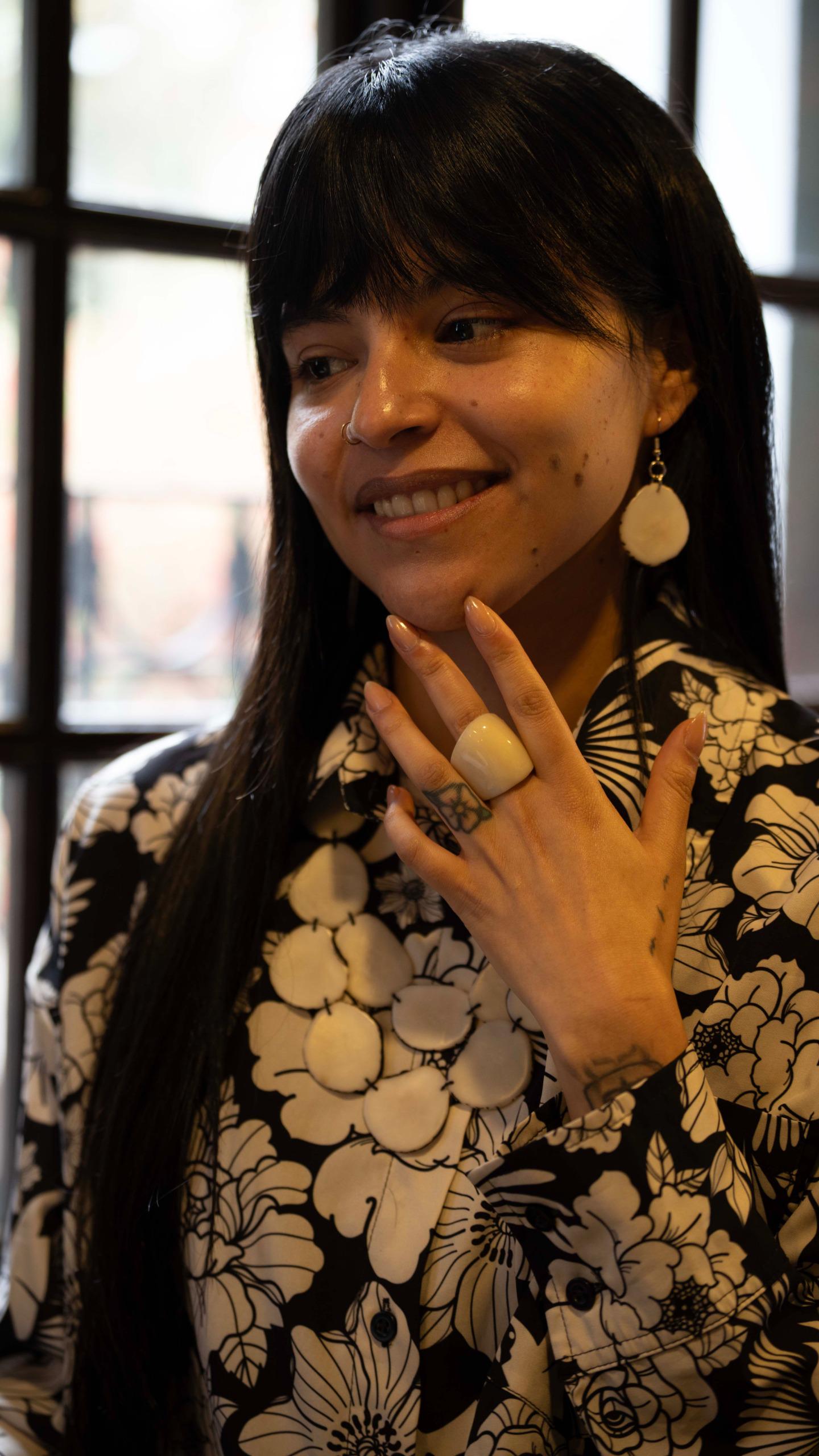 White Geometric Statement Ring.