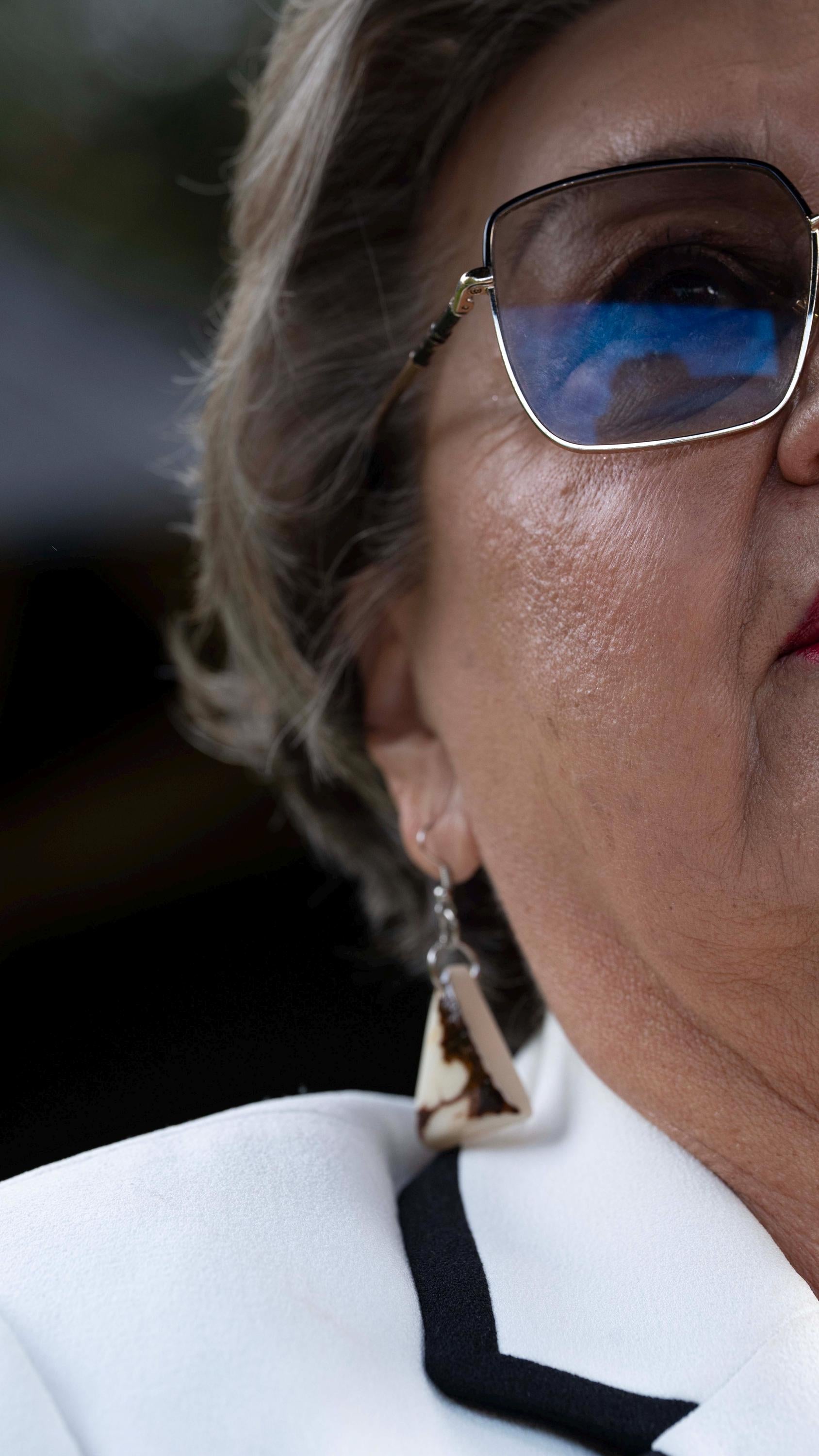 White Tagua Nut Triangle Earrings.