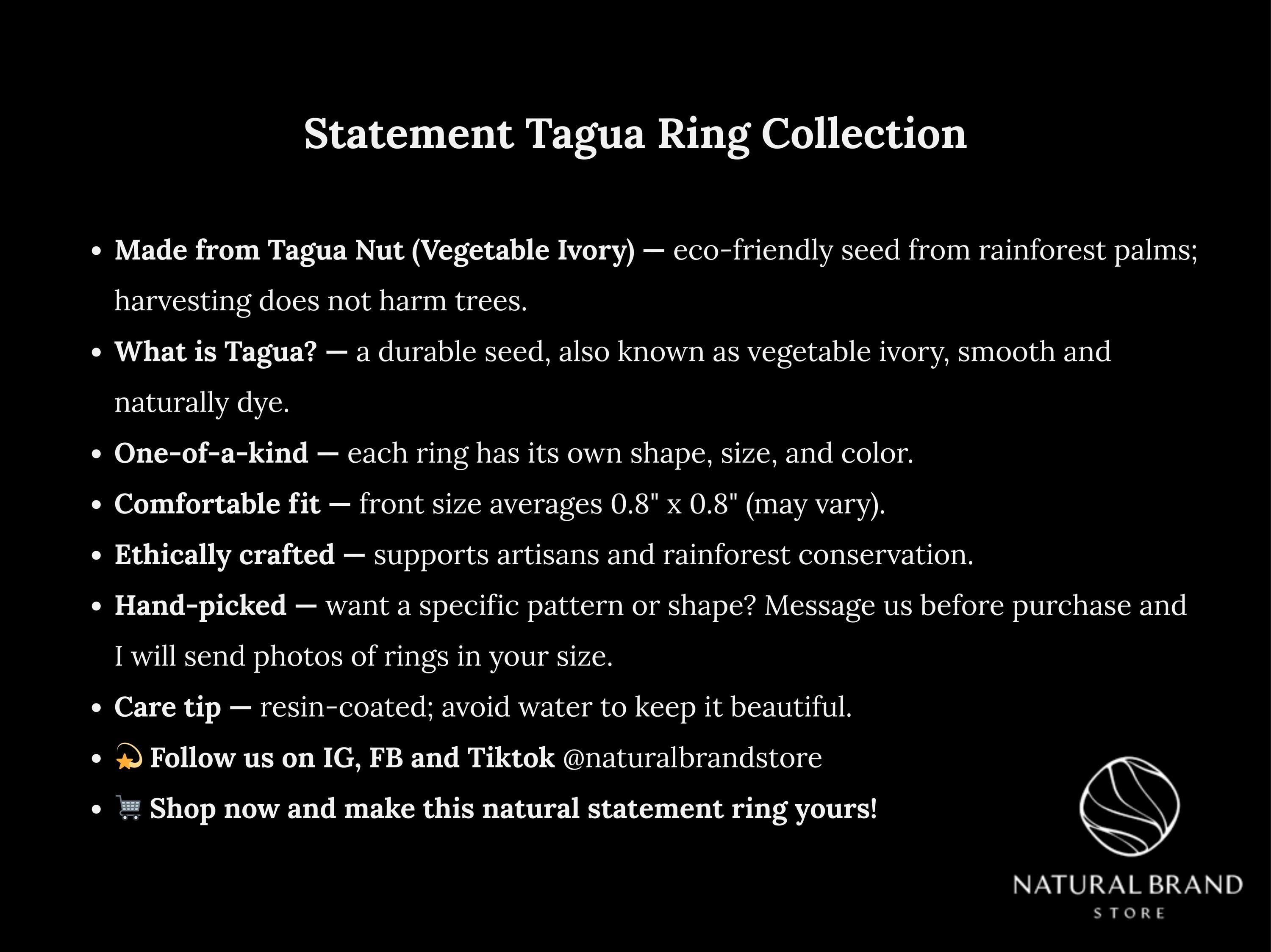 Teal Tagua Nut Statement Ring.