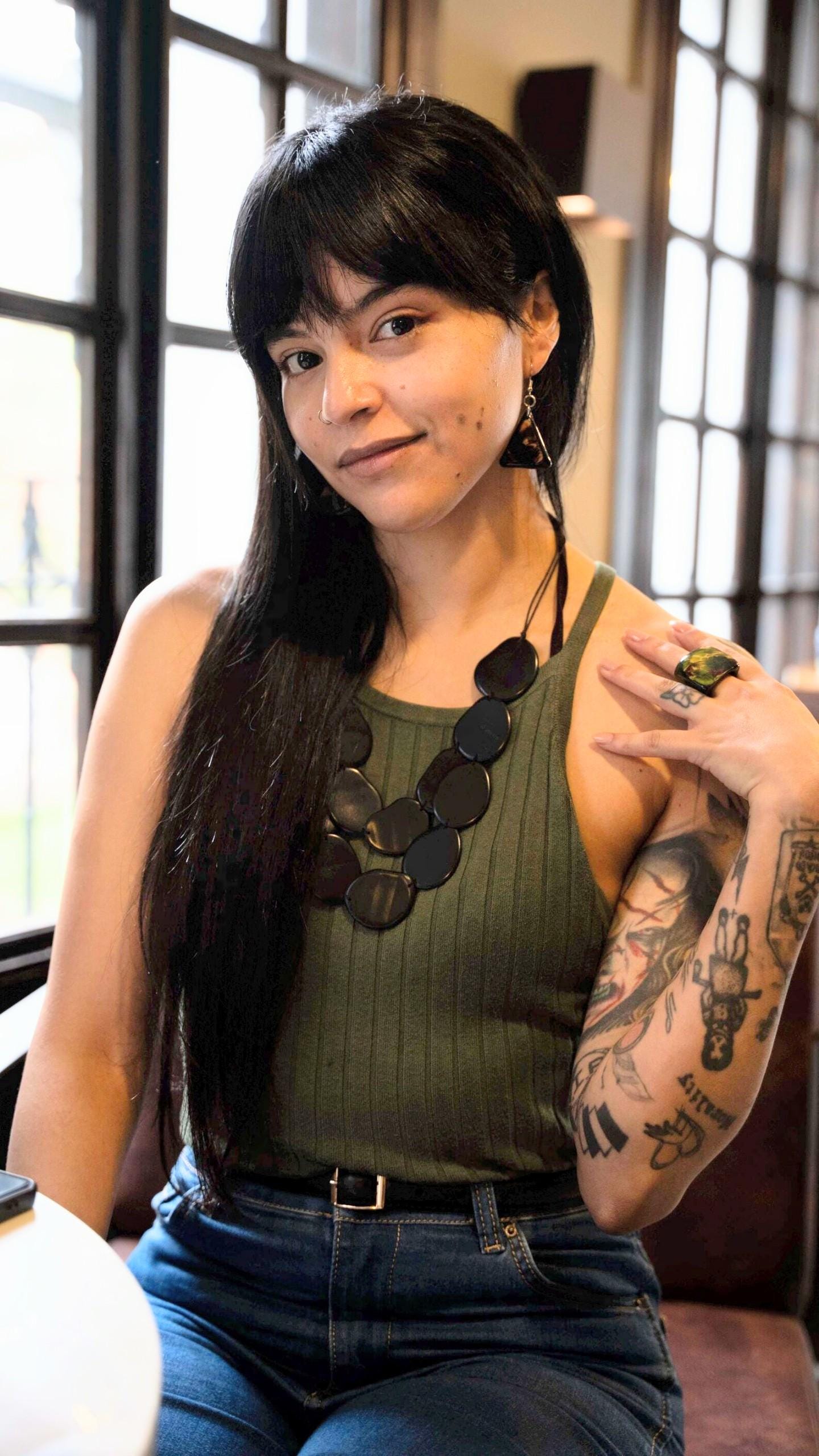 Triangle Tagua Nut Earrings.