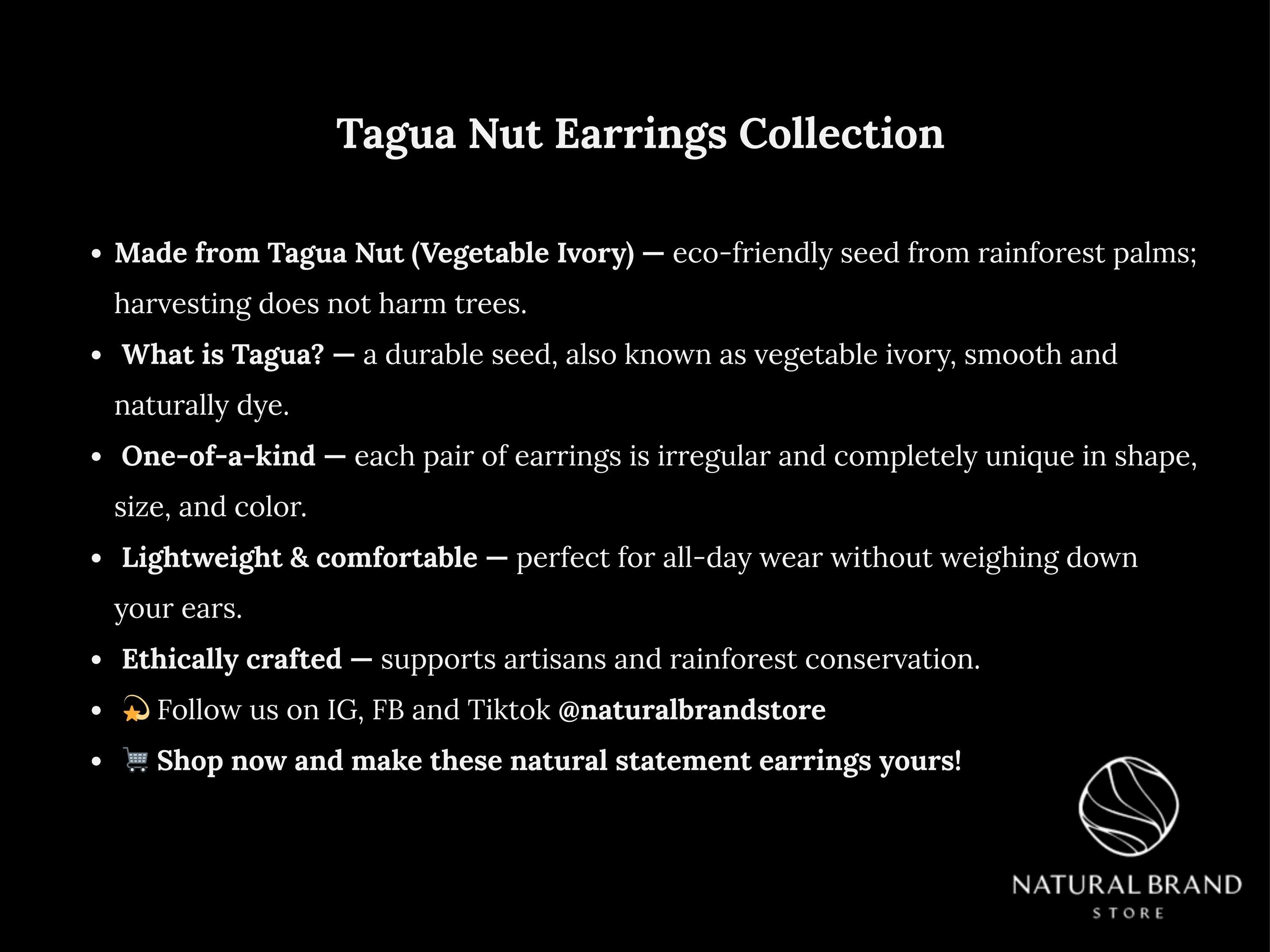 White Tagua Nut Triangle Earrings.