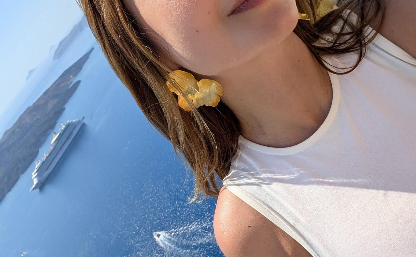 24K Gold Gilded Leaf Earrings.