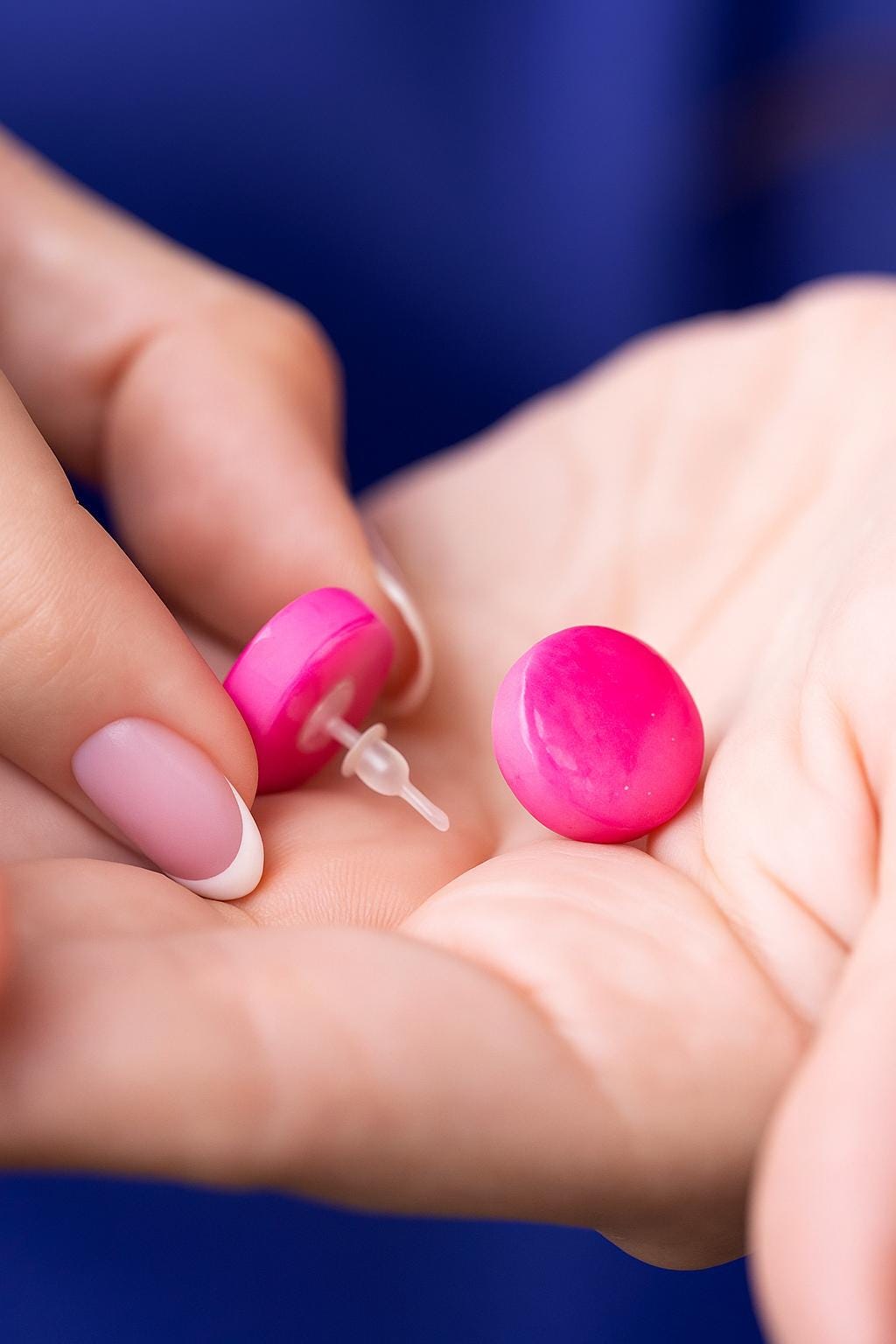 Small Pink Tagua Nut Stud Earrings.
