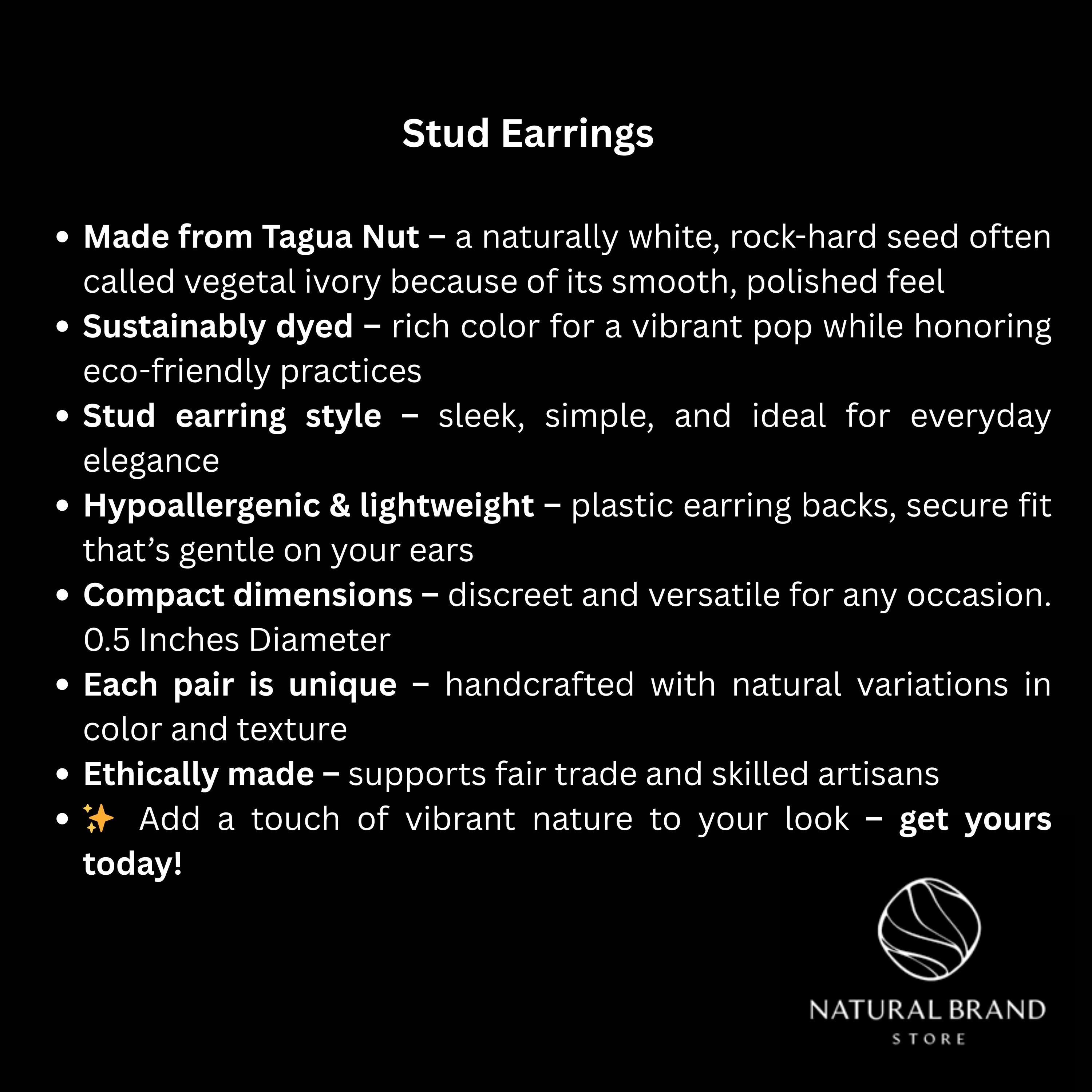 Green Tagua Nut Stud Earrings.