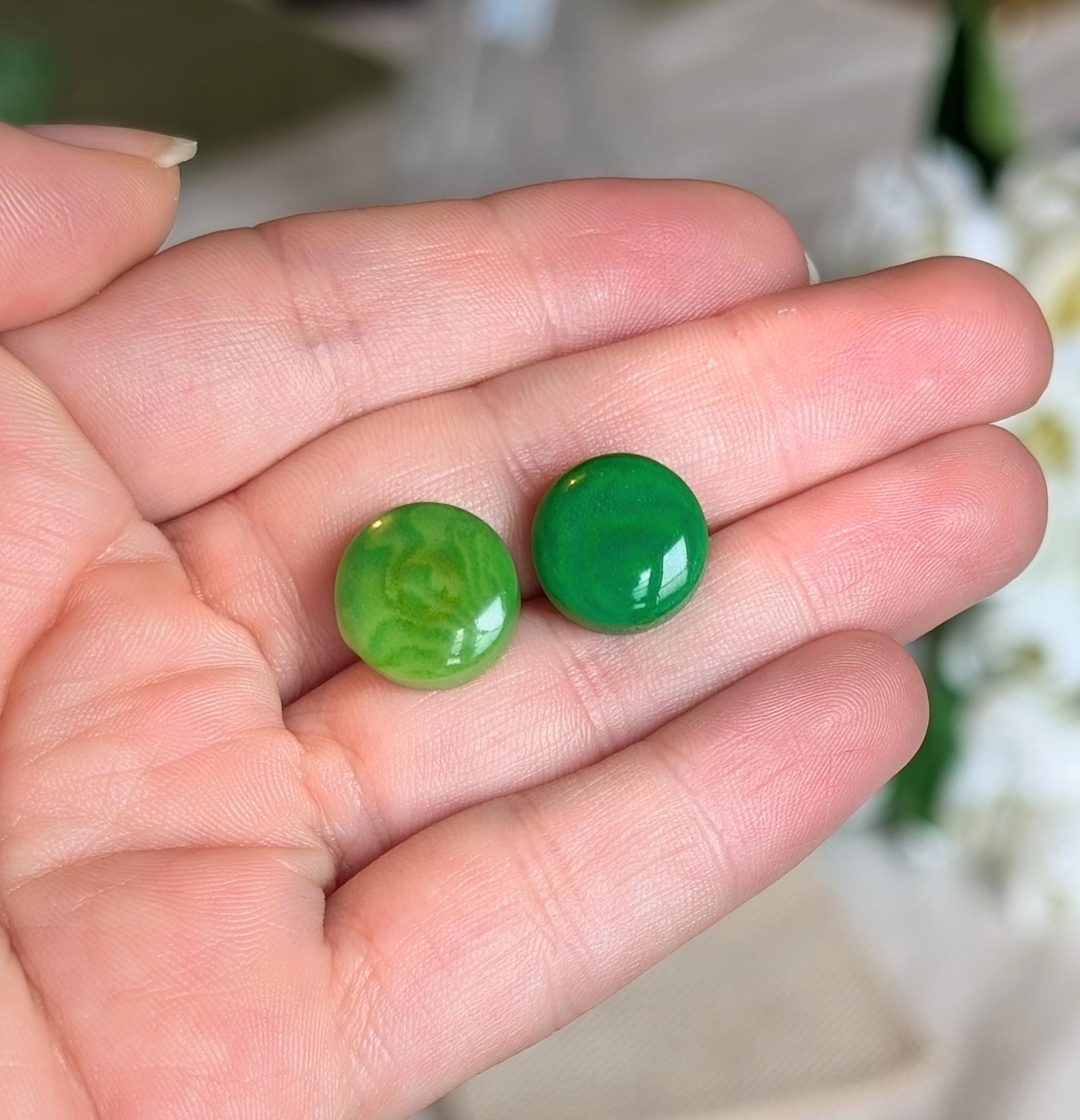 Green Tagua Nut Stud Earrings.