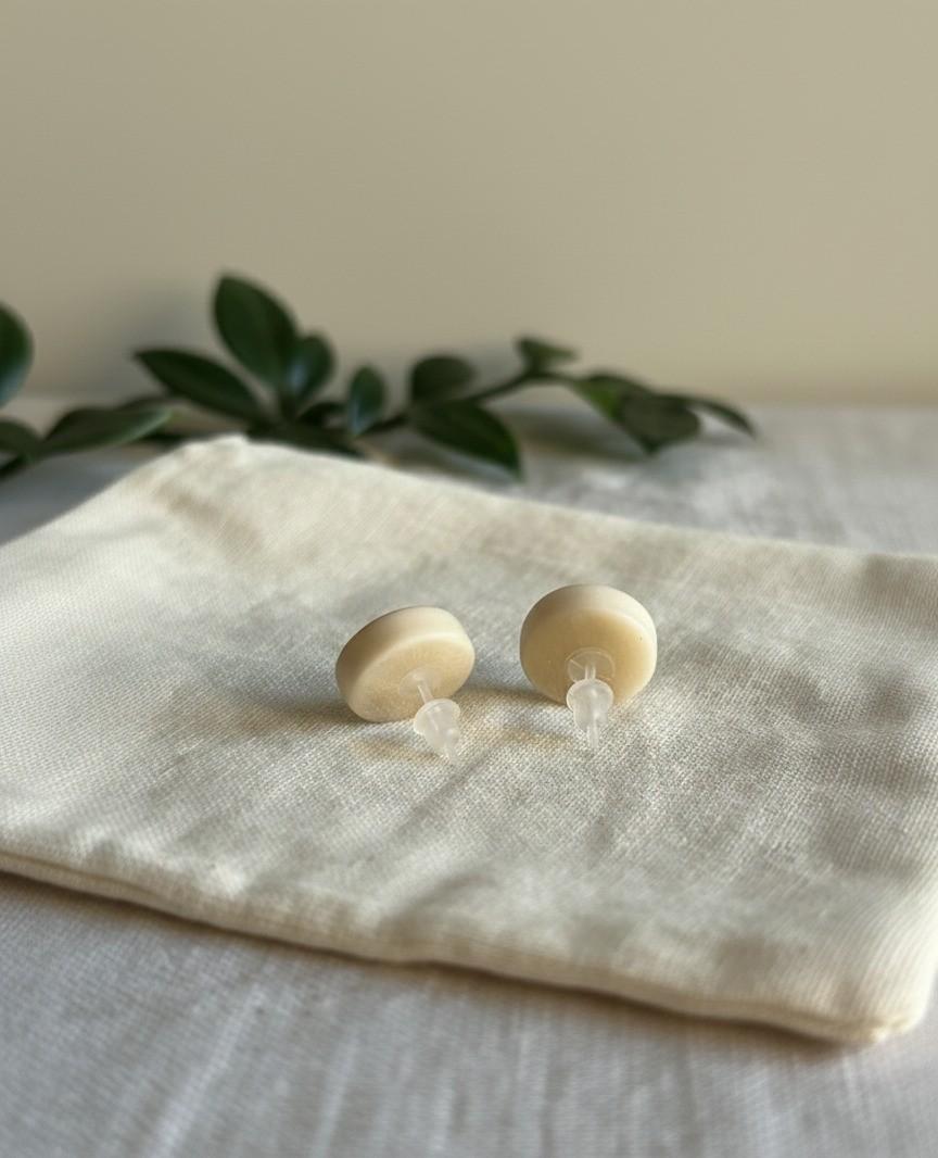 White Small Stud Earrings with plastic backs.