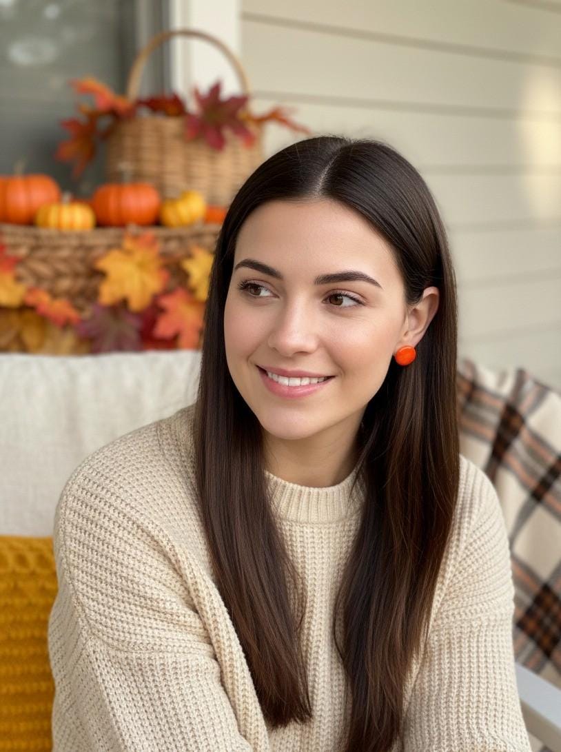 Orange Tagua Nut Stud Earrings.