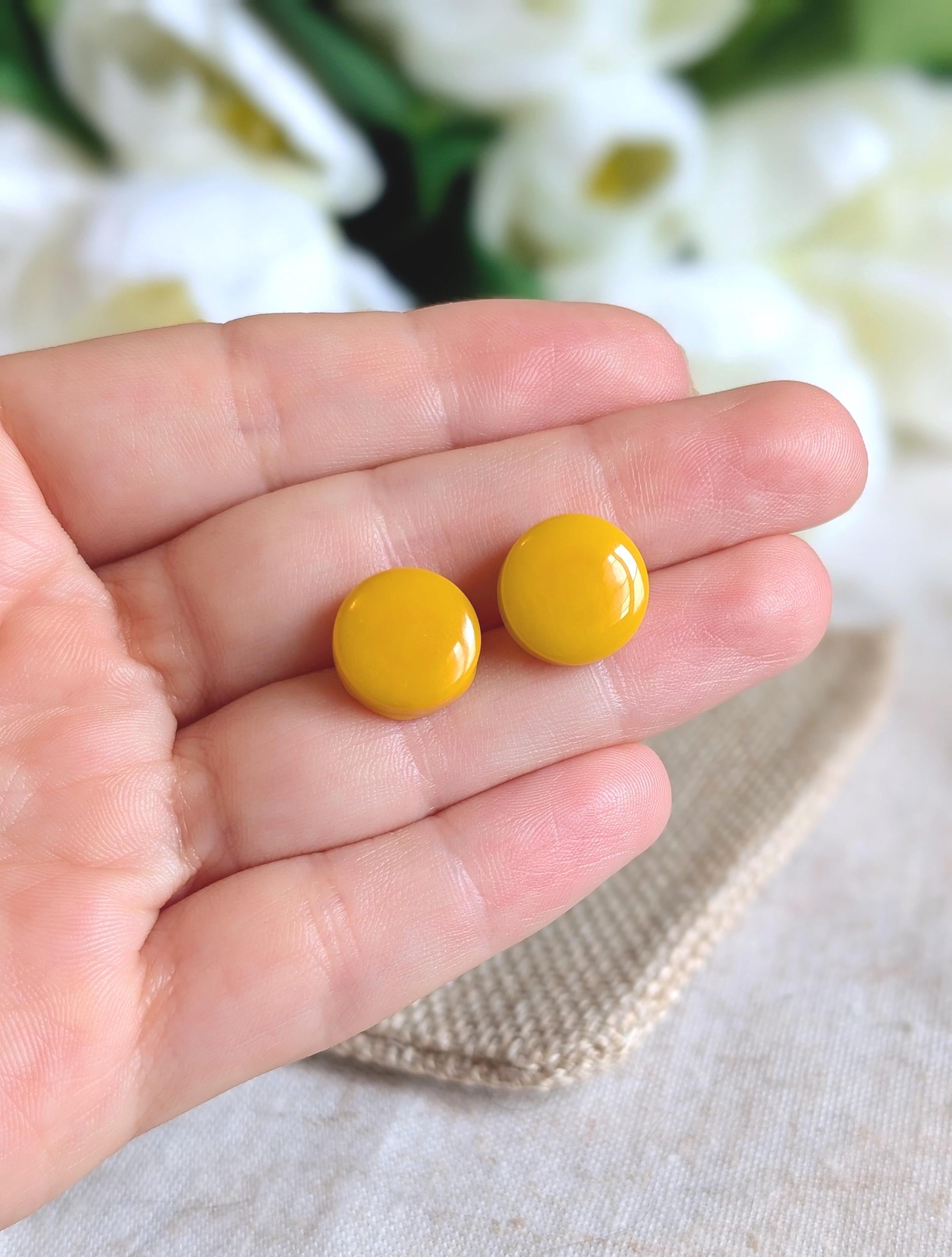 Tiny Stud Yellow Earrings.