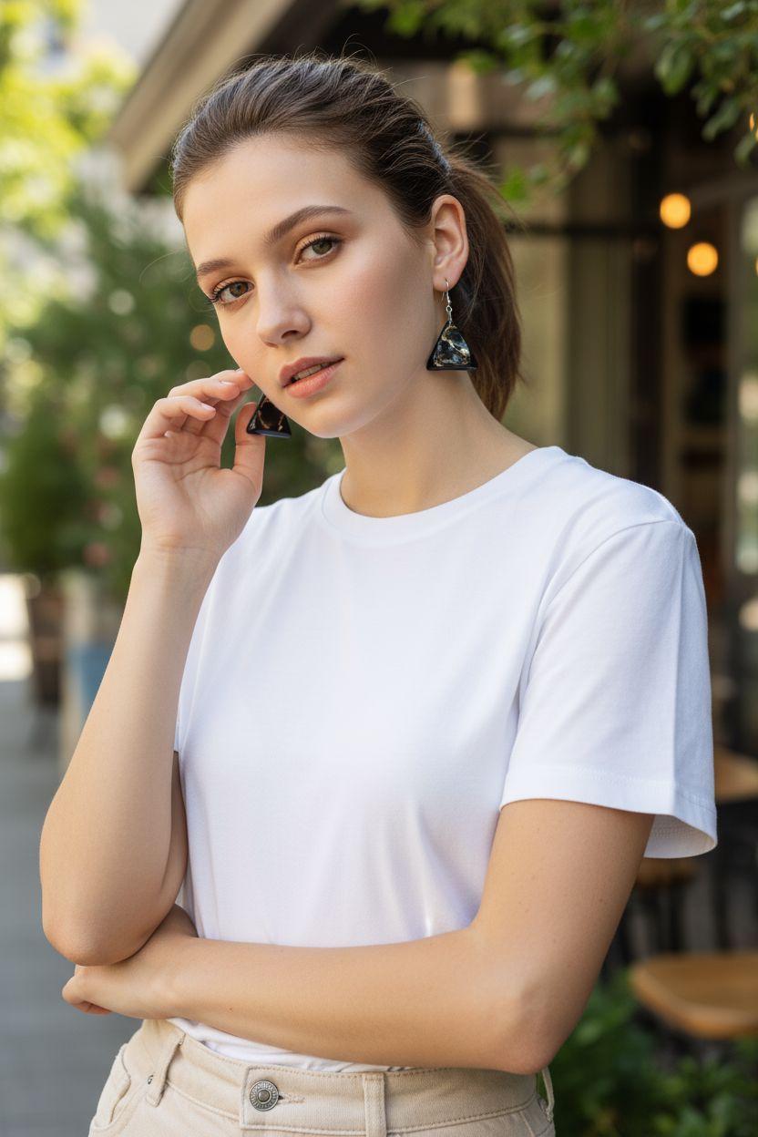 Triangle Tagua Nut Earrings.