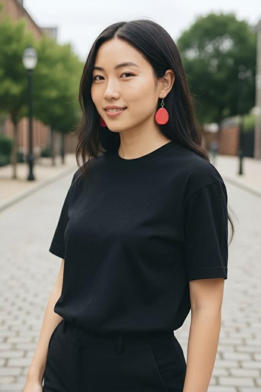 Handmade Red Tagua Nut Earrings.