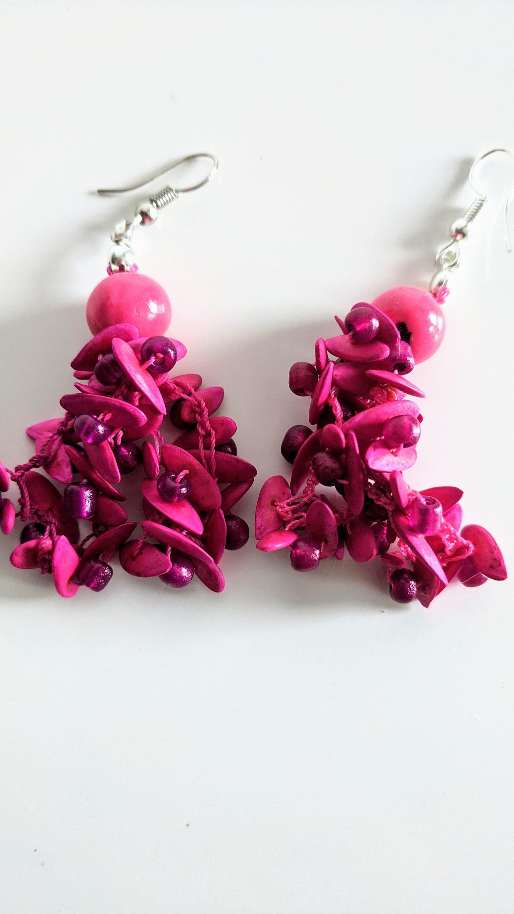 Crochet earrings, Lightweight Natural Seed Earrings.