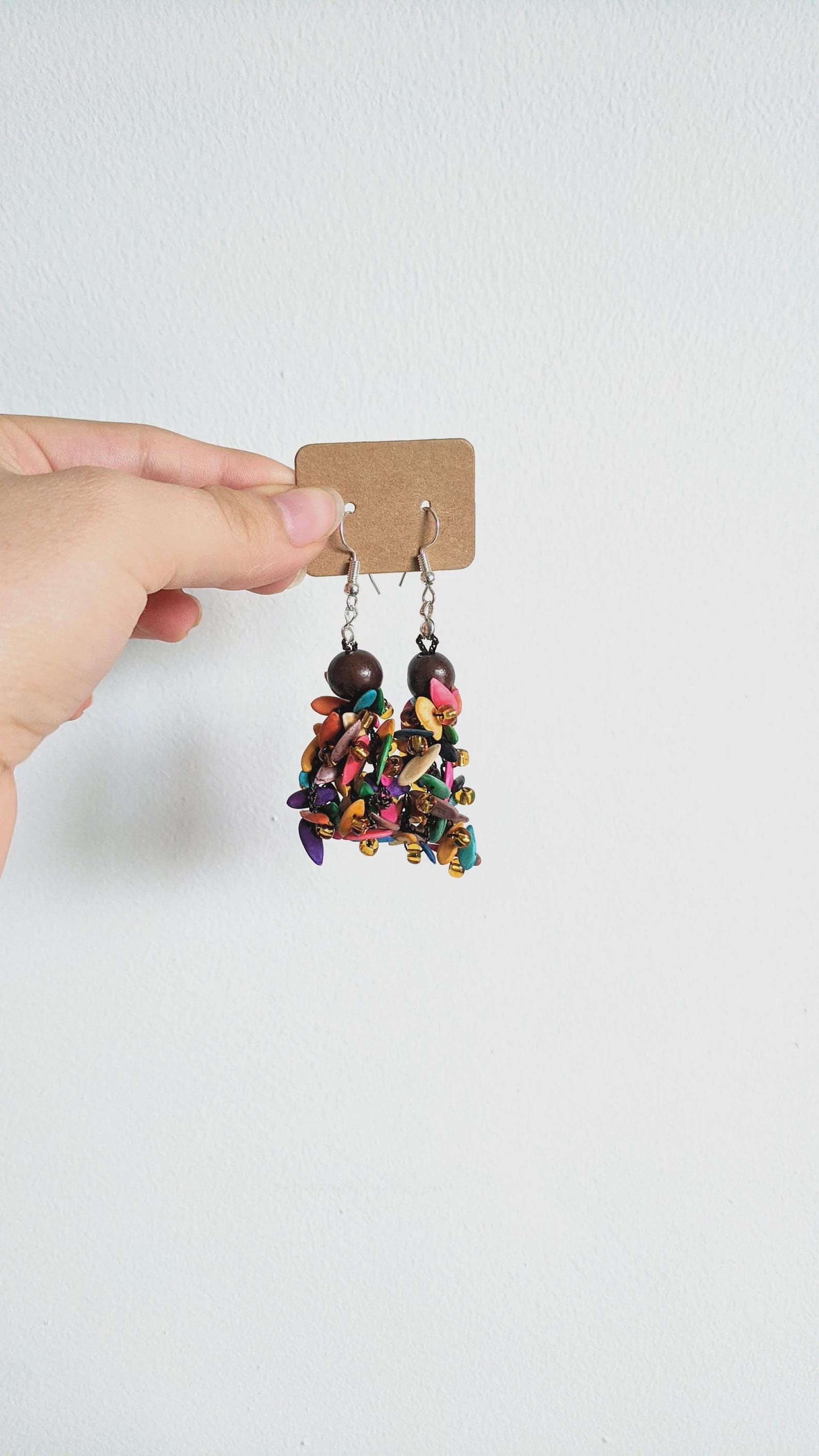 Crochet earrings, Lightweight Natural Seed Earrings.