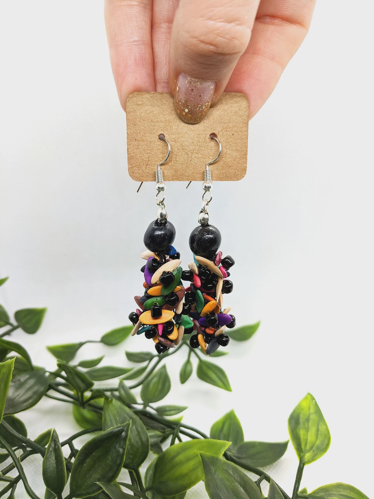 Crochet earrings, Lightweight Natural Seed Earrings.