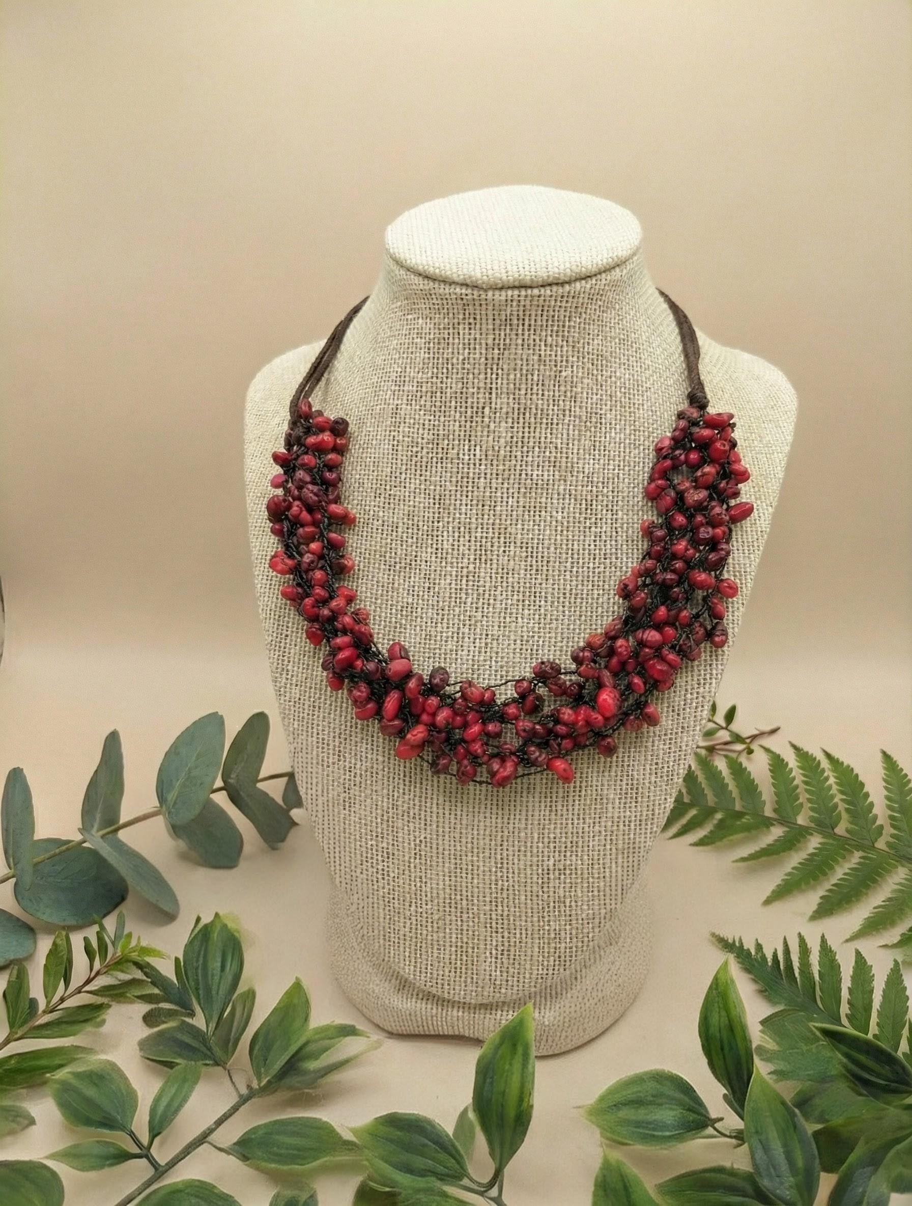Seed Beaded Cluster Statement Necklace.