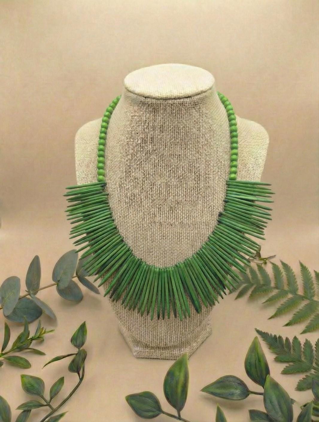 Boho Beaded Spike Necklace.