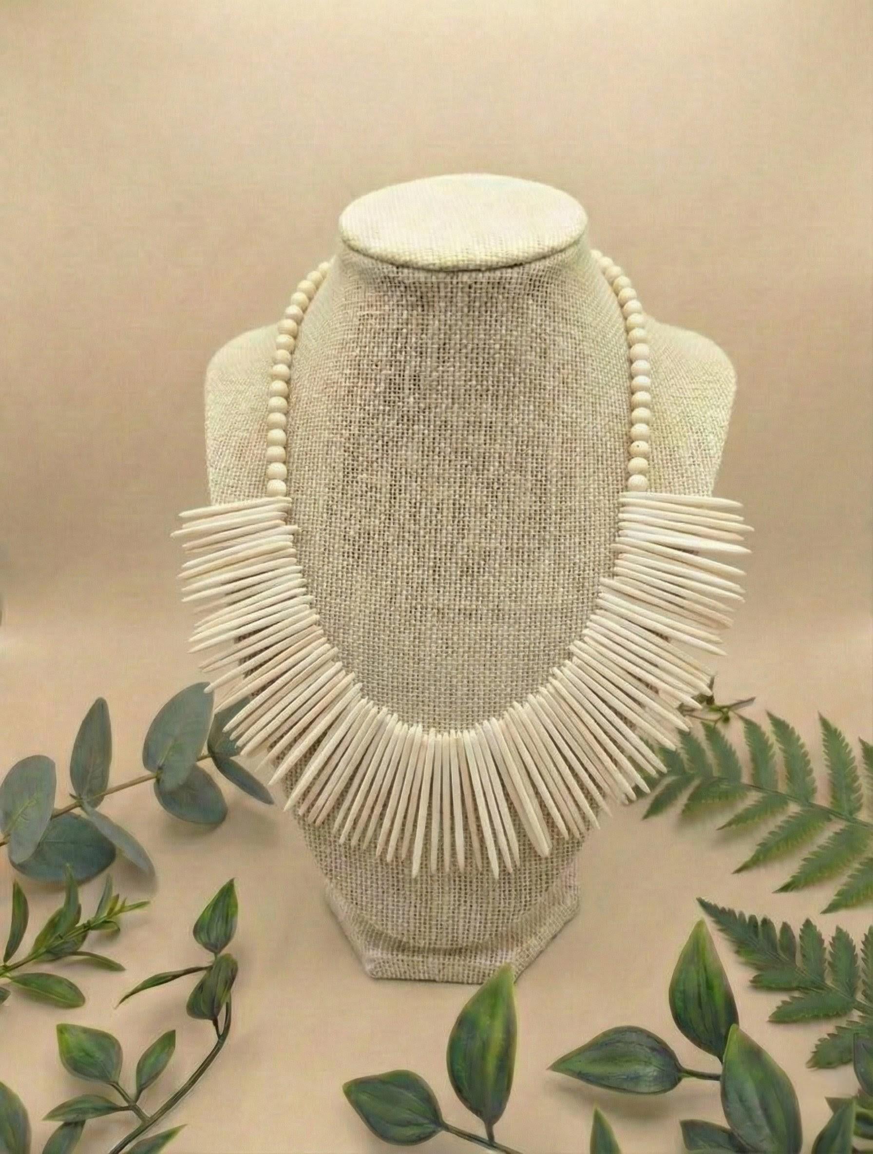Boho Beaded Spike Necklace.