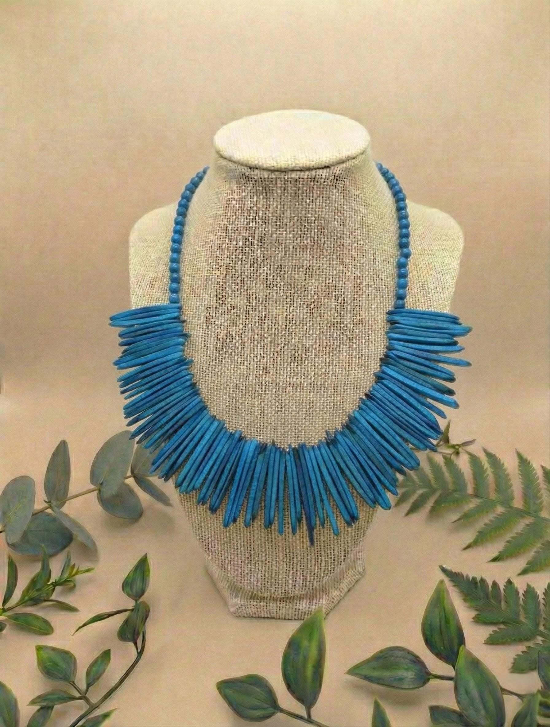 Boho Beaded Spike Necklace.