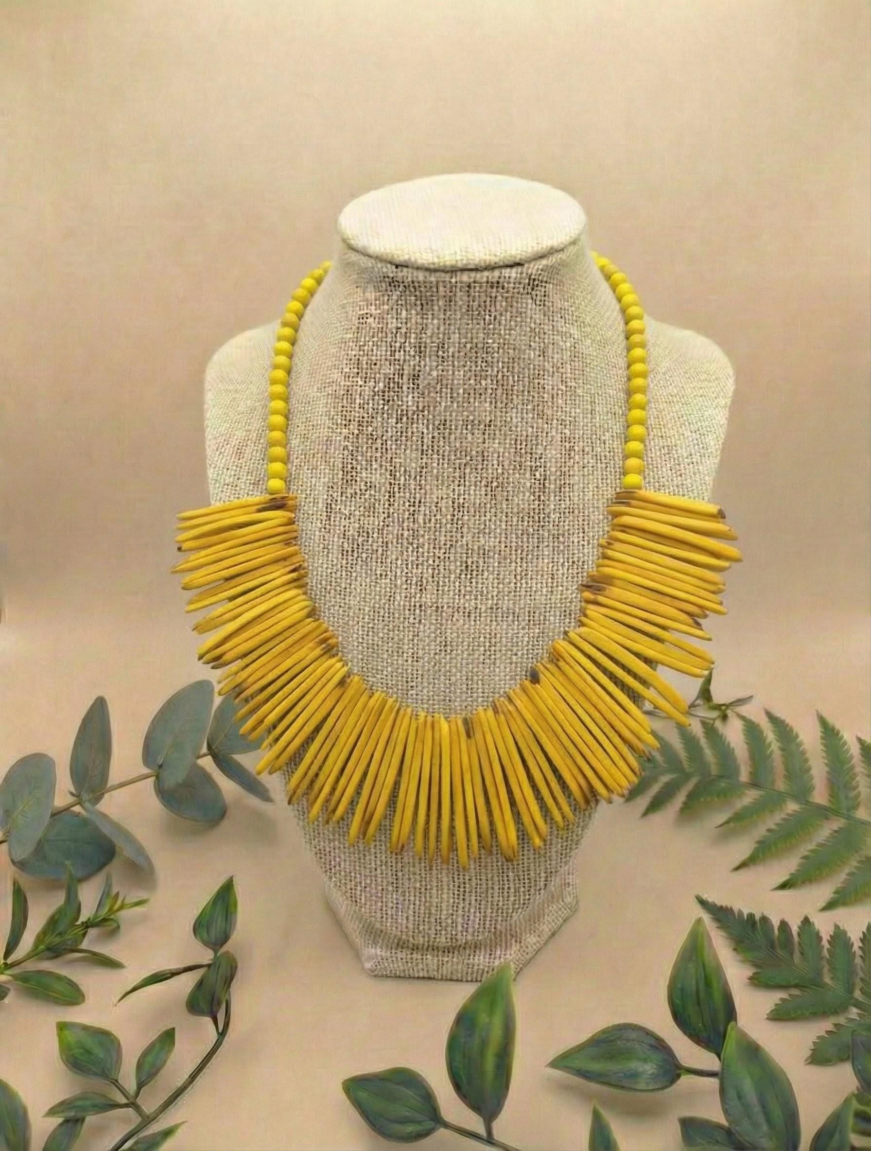 Boho Beaded Spike Necklace.