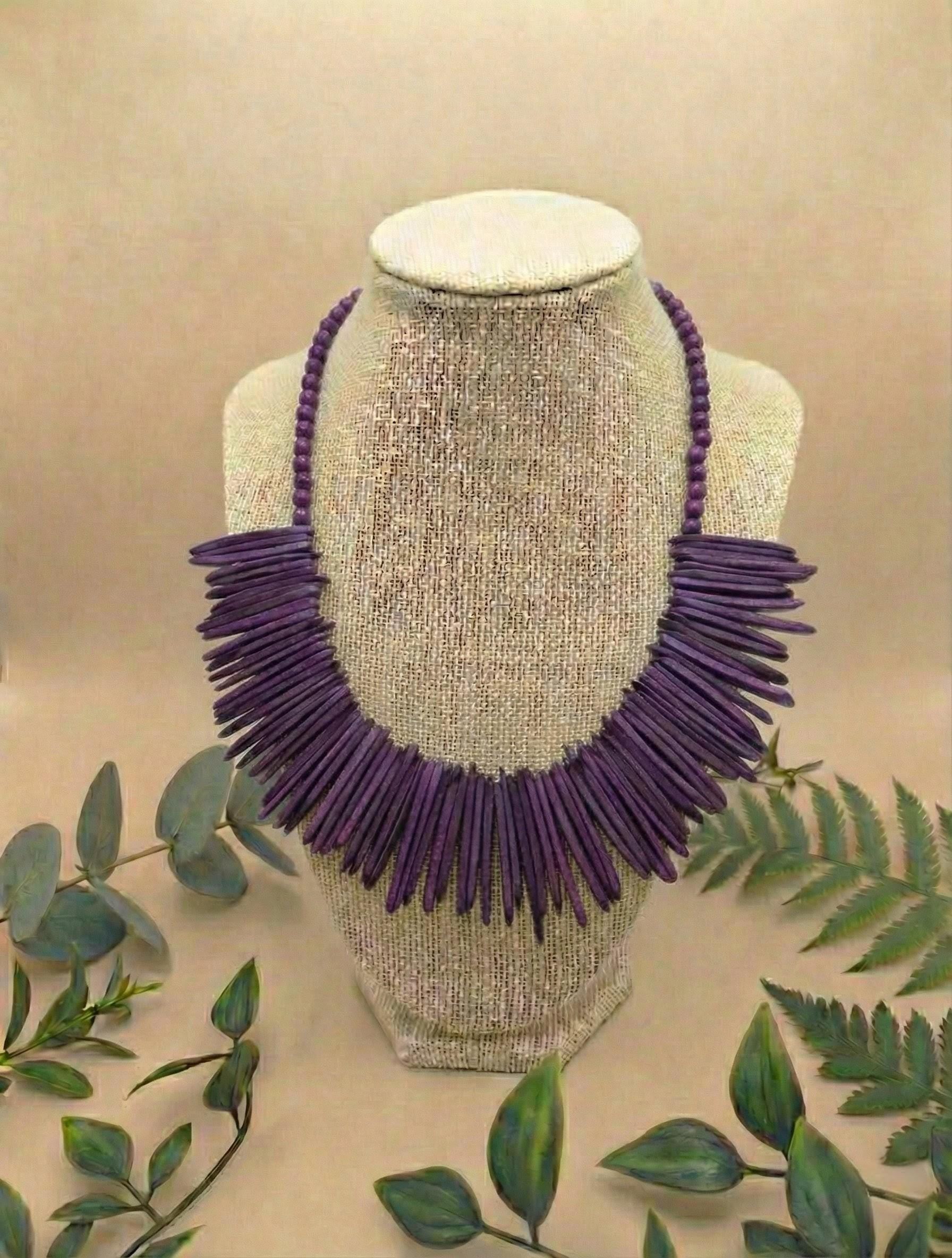 Boho Beaded Spike Necklace.