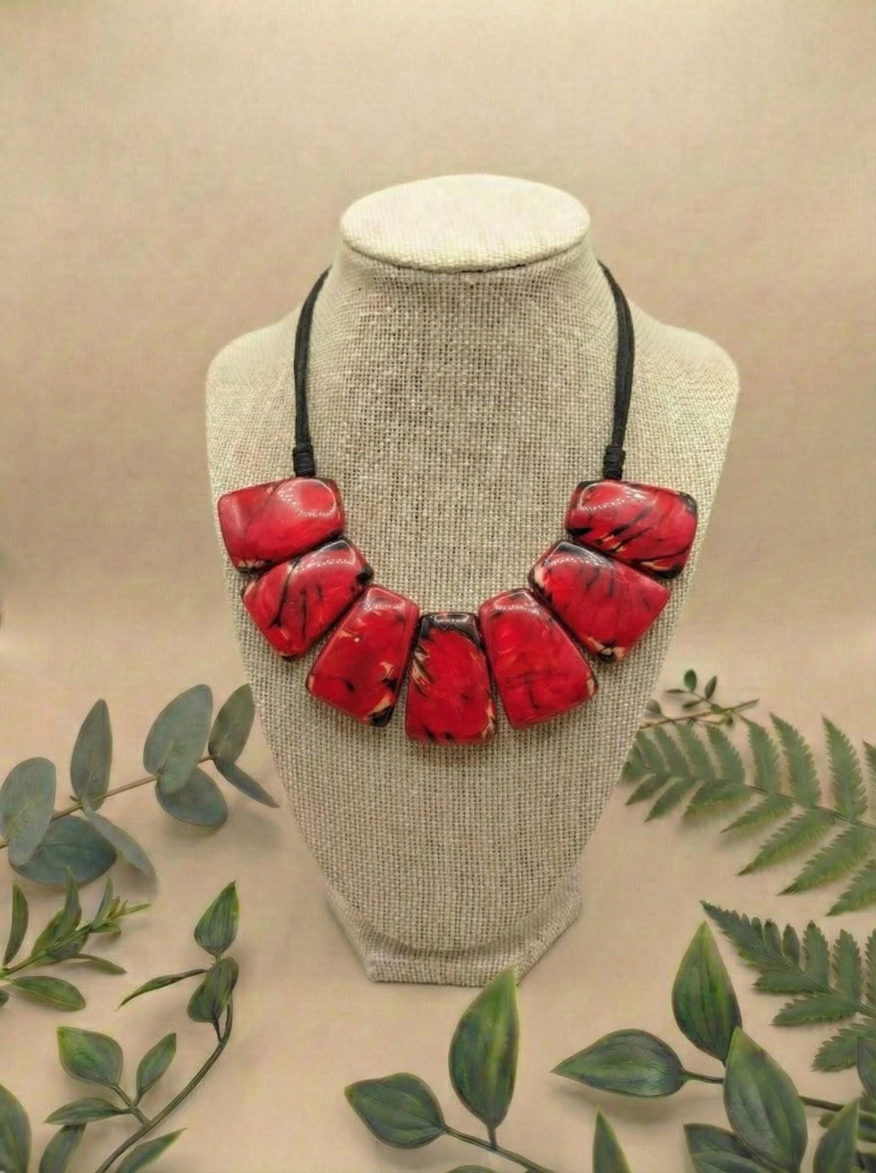 Tagua nut colorful choker.