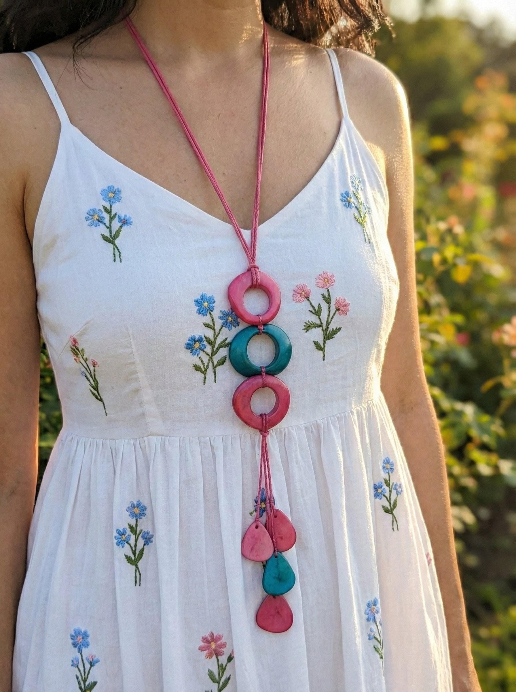 Long Adjustable Tagua Necklace.