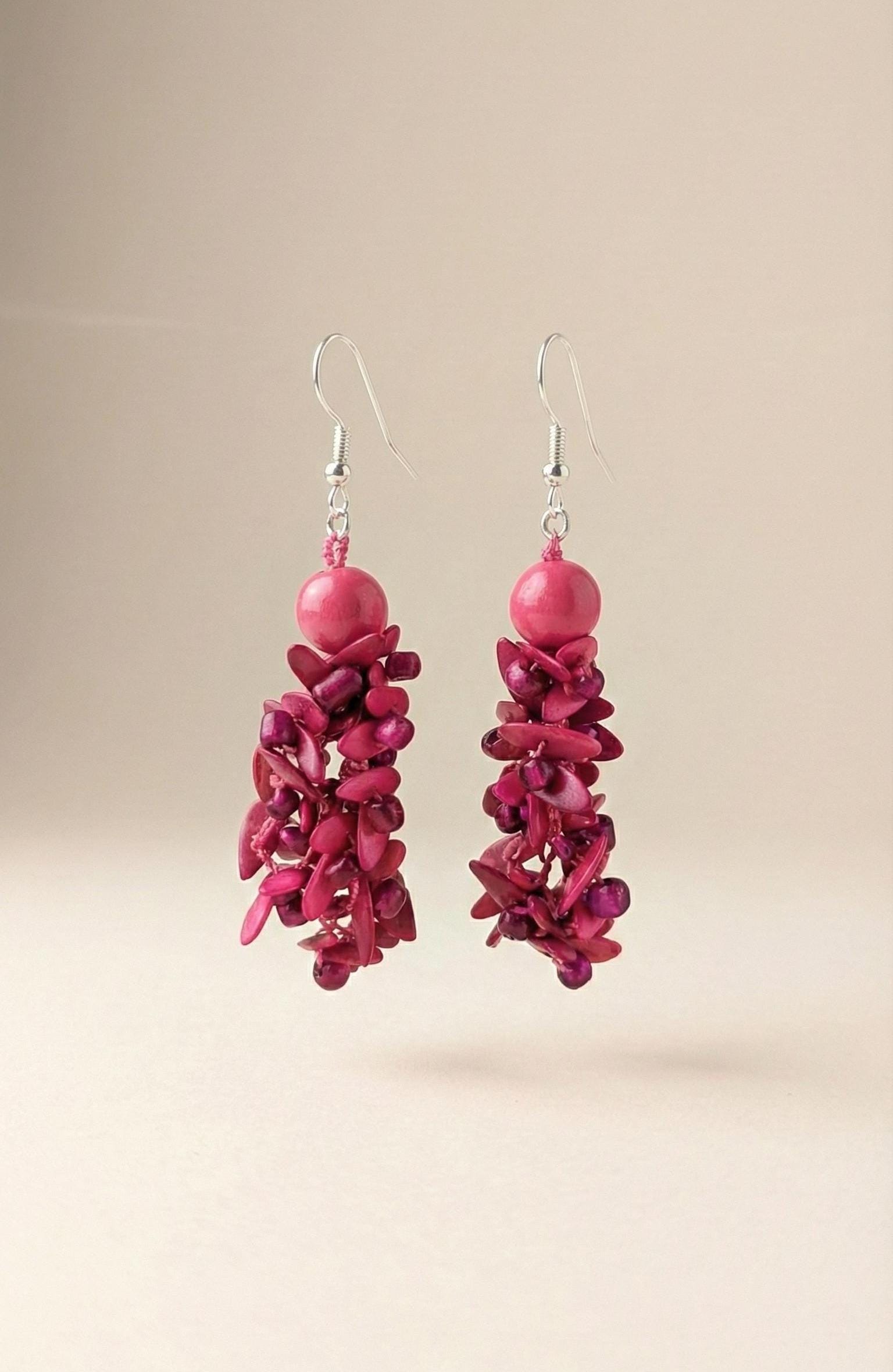 Crochet earrings, Lightweight Natural Seed Earrings.