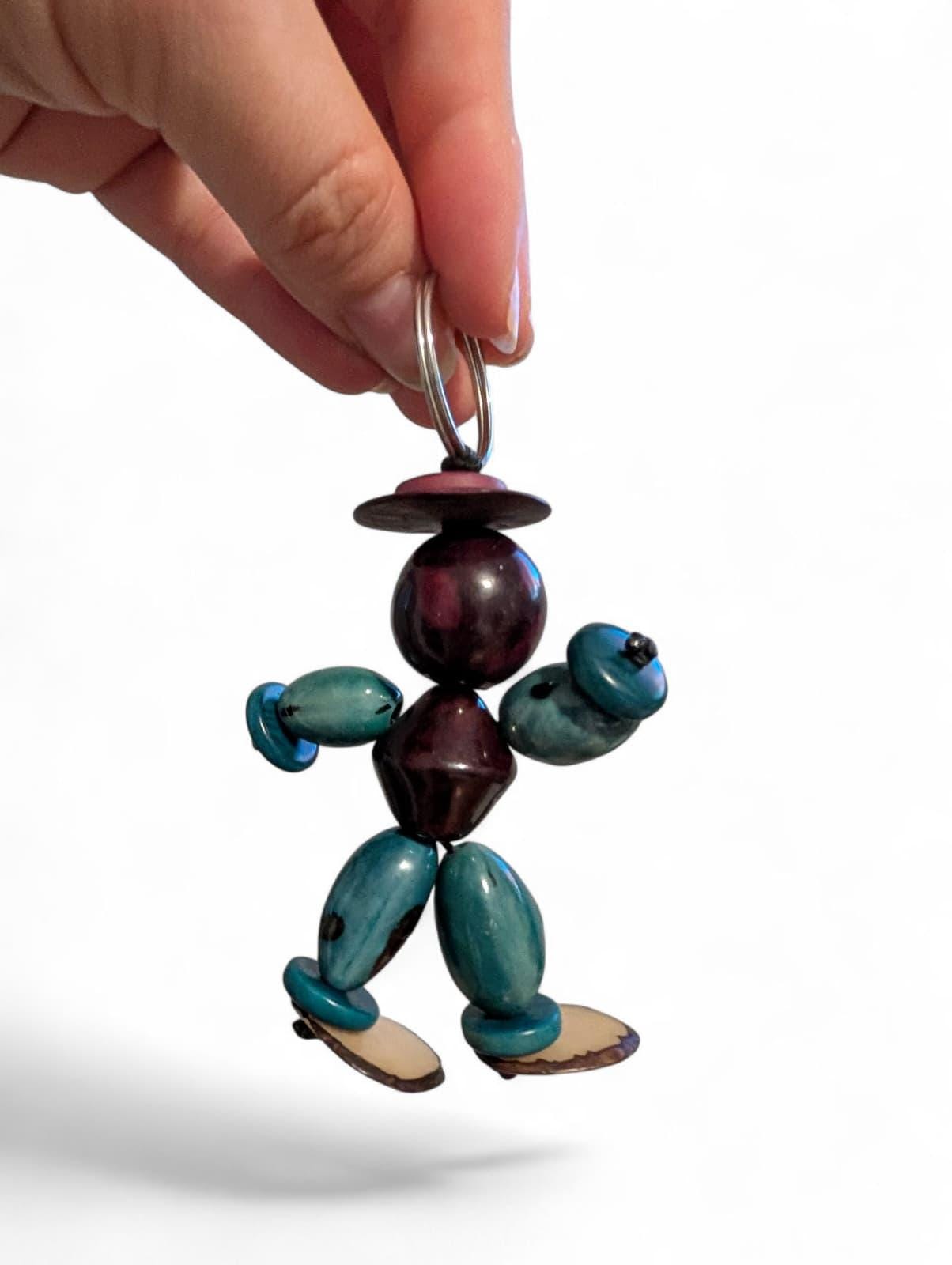 Picasso keychain, handmade Doll keychain, Vegetal Ivory key holder. gift for art lovers, artistic keychain, geometric cubism art keychain