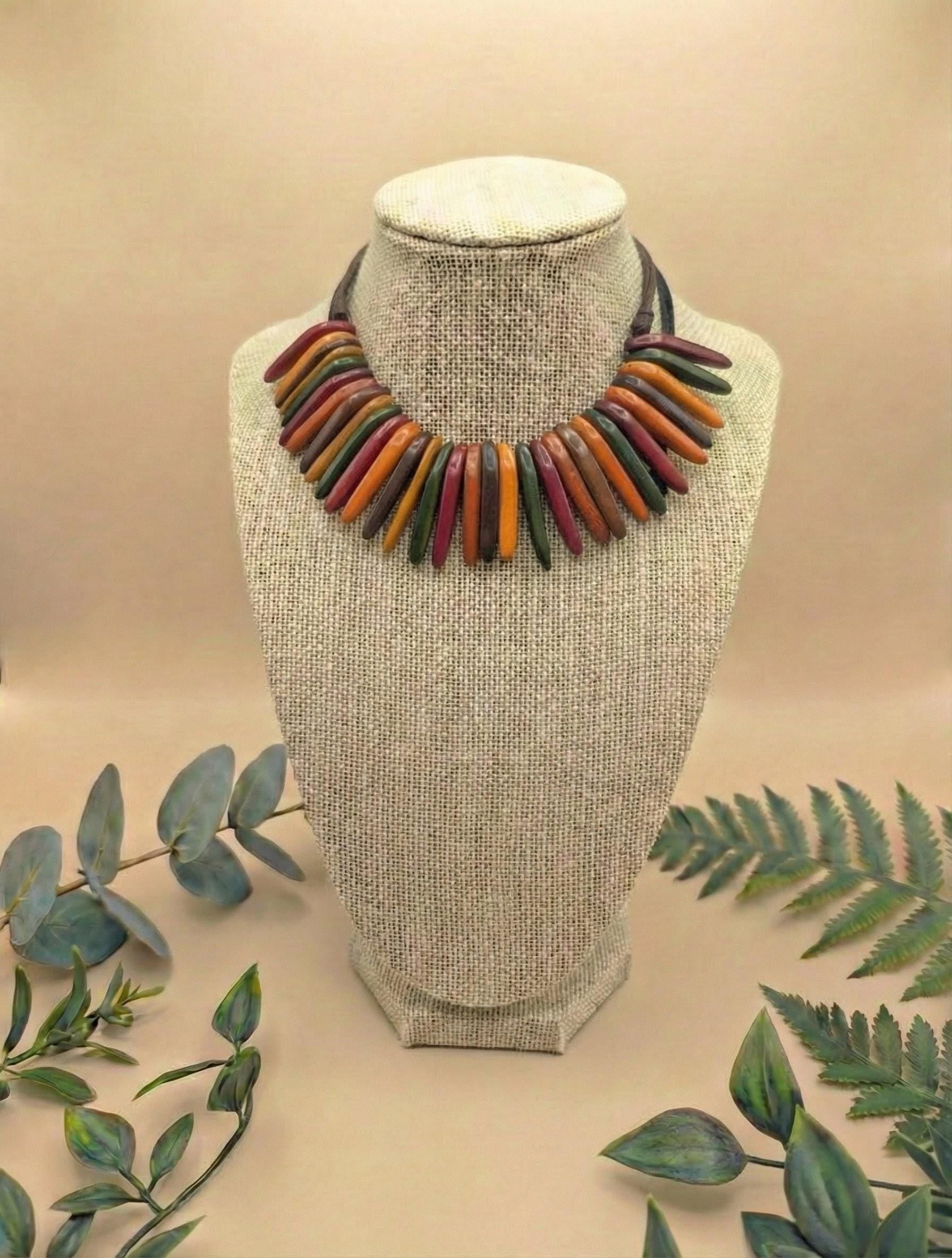 Modern Spike Handmade Tagua Nut Necklace.