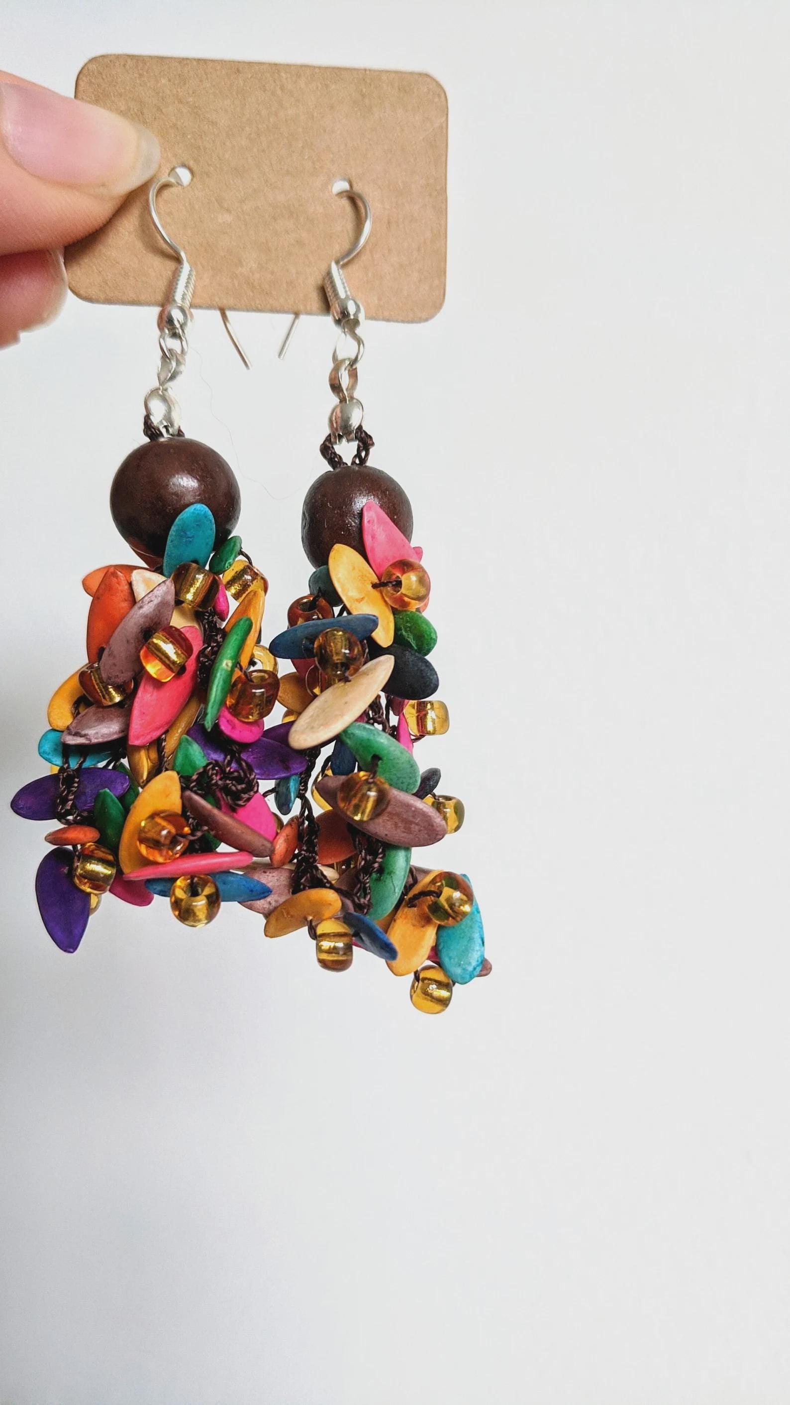 Crochet earrings, Lightweight Natural Seed Earrings.