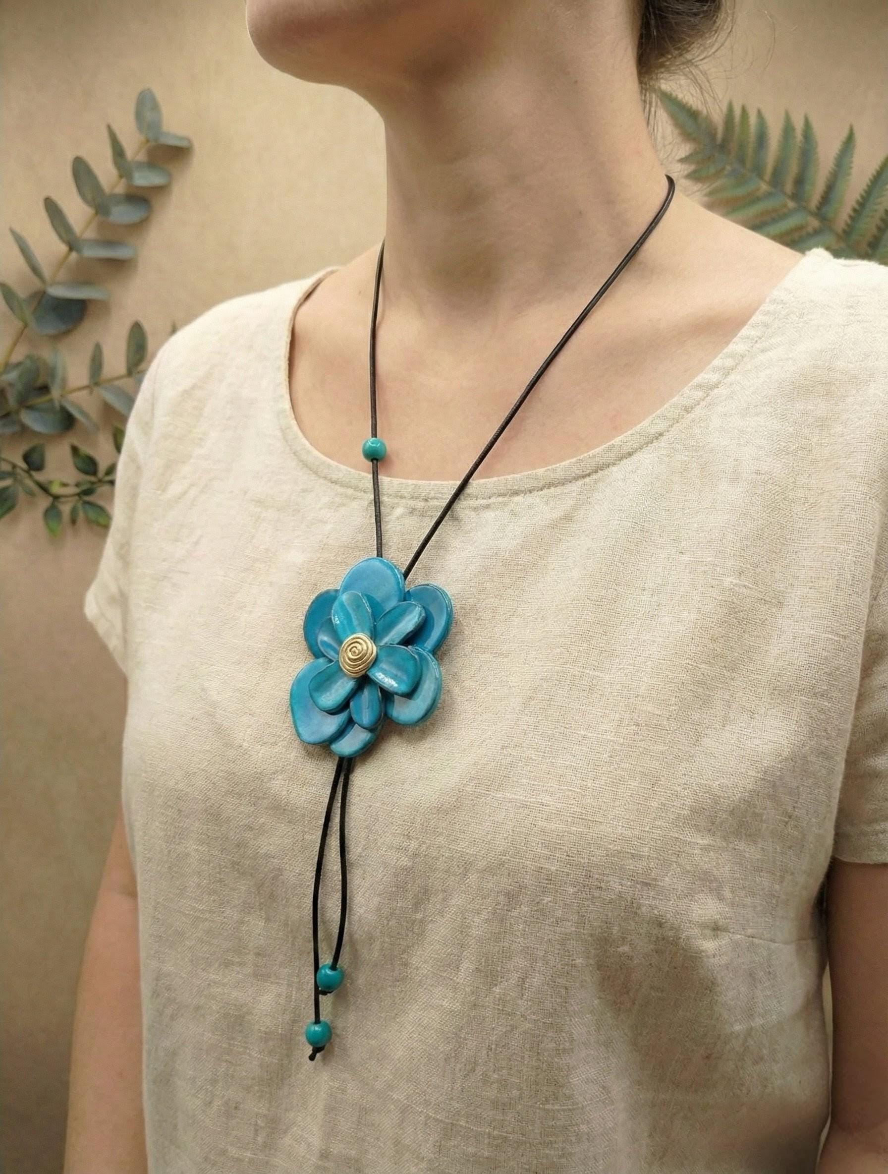Handmade Floral Tie Necklace.