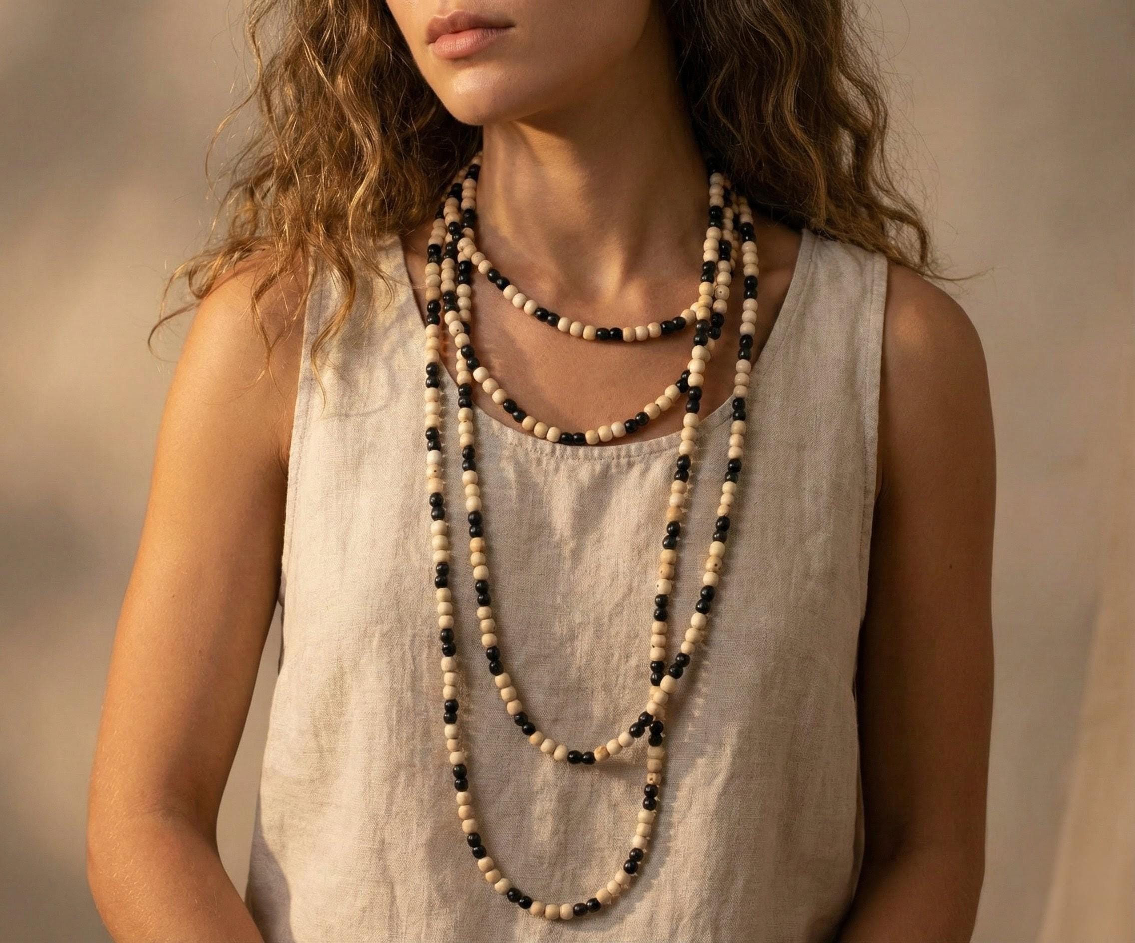 Extra Long Beaded Necklace.