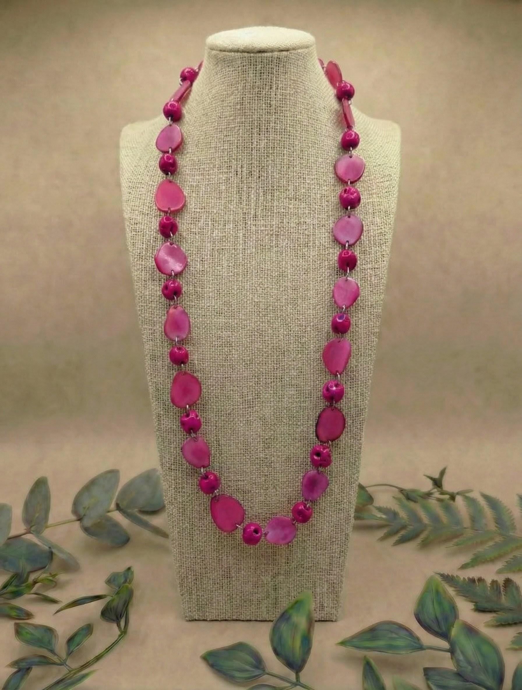 Handmade Long Tagua Nut Necklace.