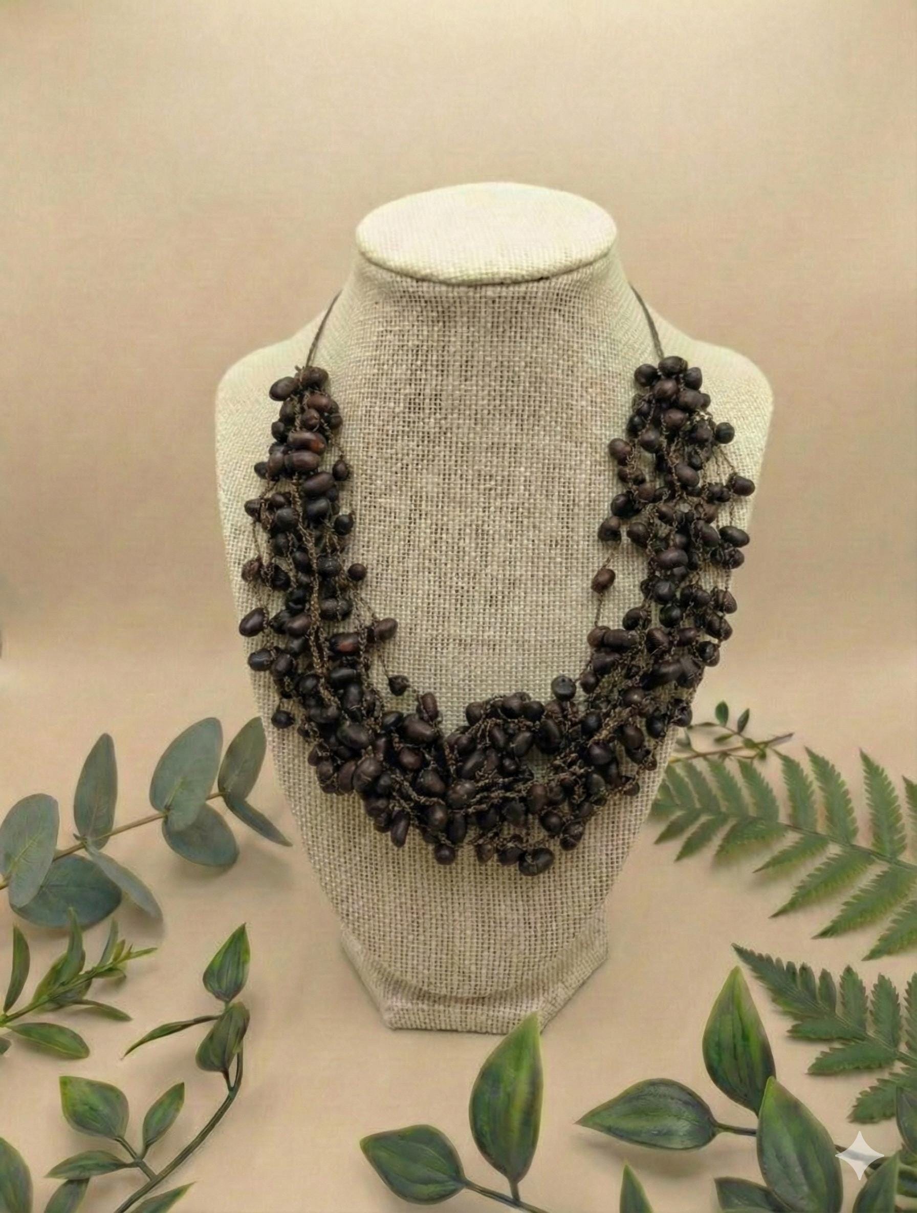 Seed Beaded Cluster Statement Necklace.