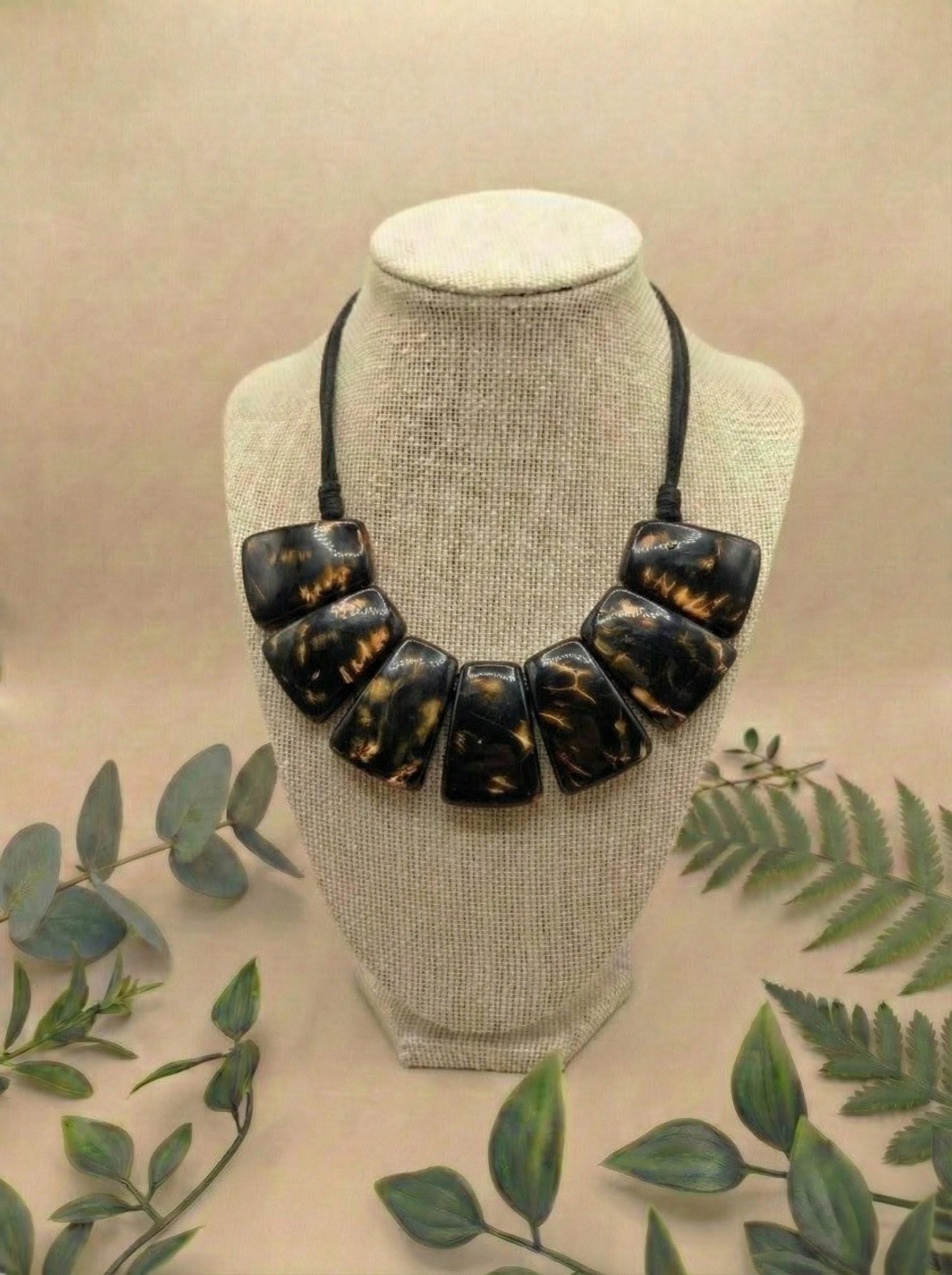 Tagua nut colorful choker.