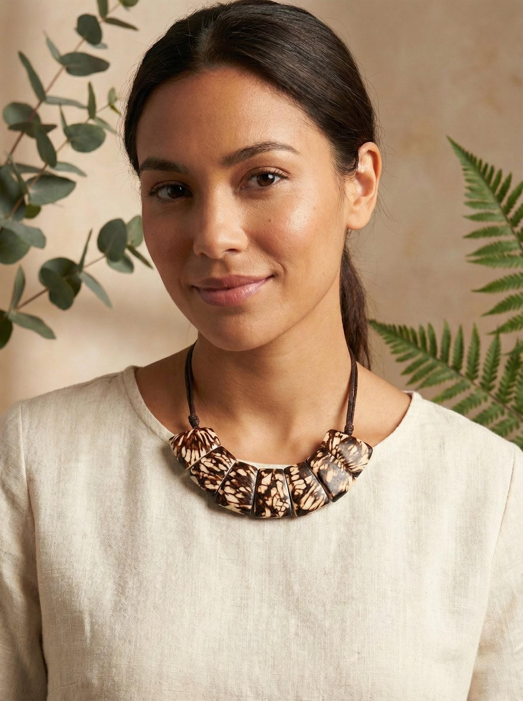 Tagua nut colorful choker.