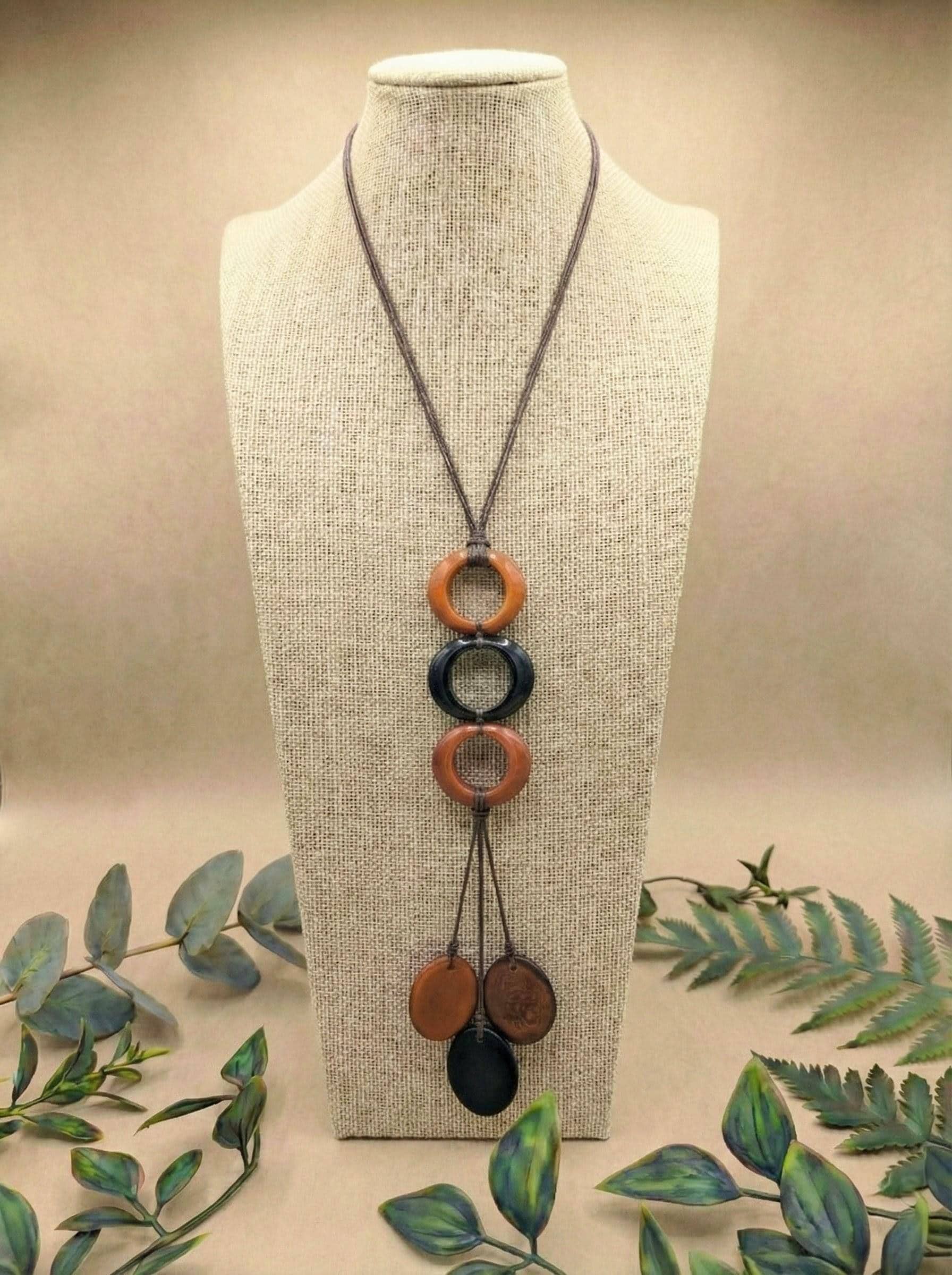 Long Adjustable Tagua Necklace.