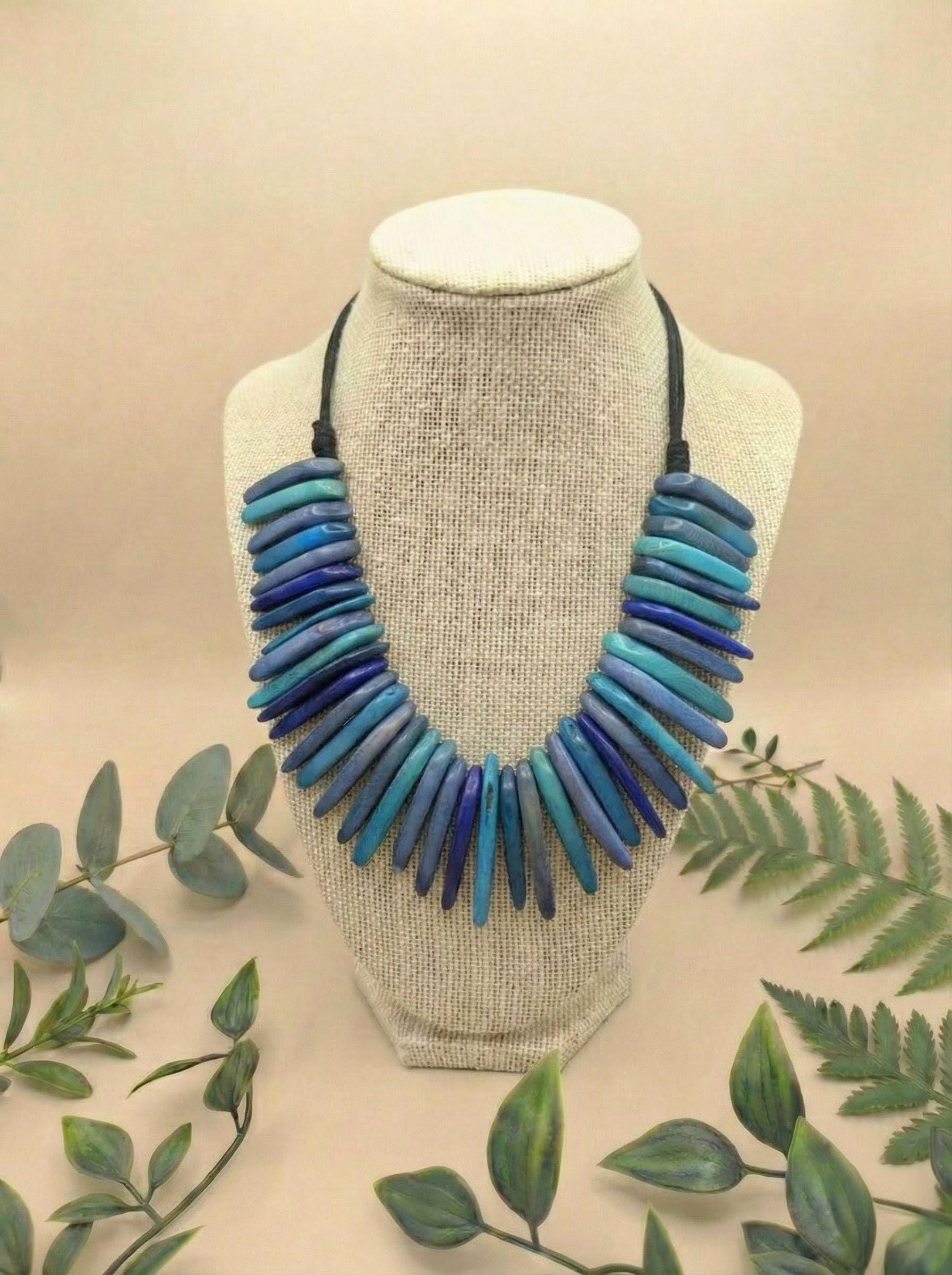 Modern Spike Handmade Tagua Nut Necklace.
