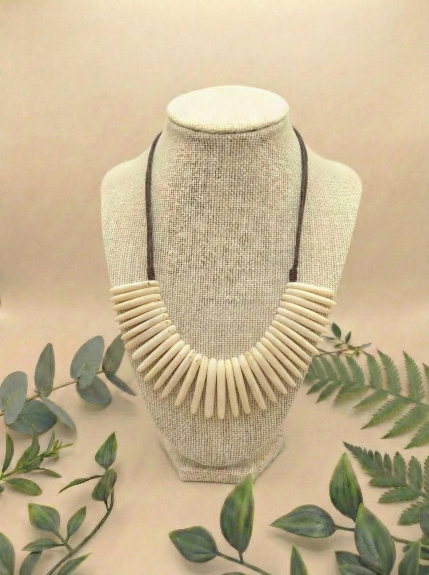 Modern Spike Handmade Tagua Nut Necklace.