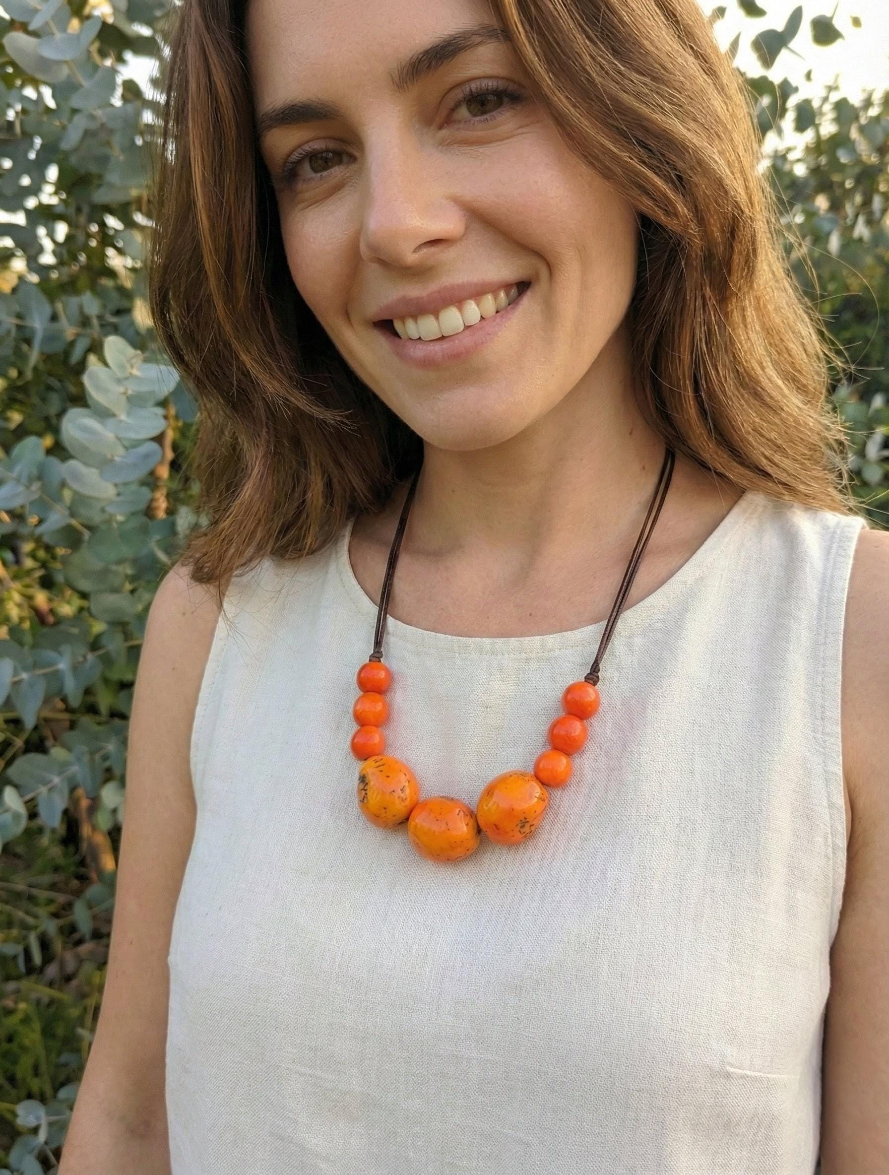 Chunky Tagua Statement Necklace.