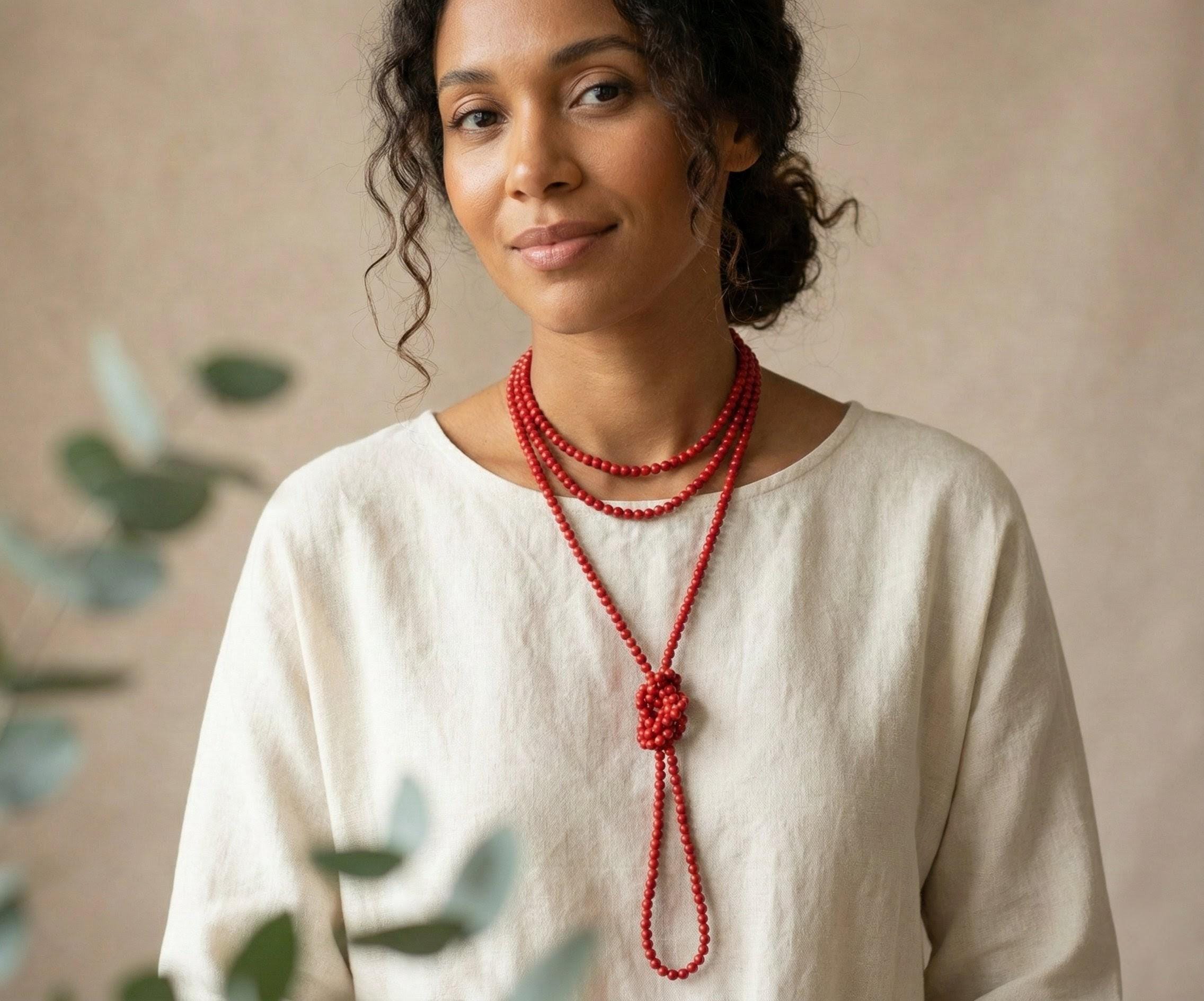 Extra Long Beaded Necklace.