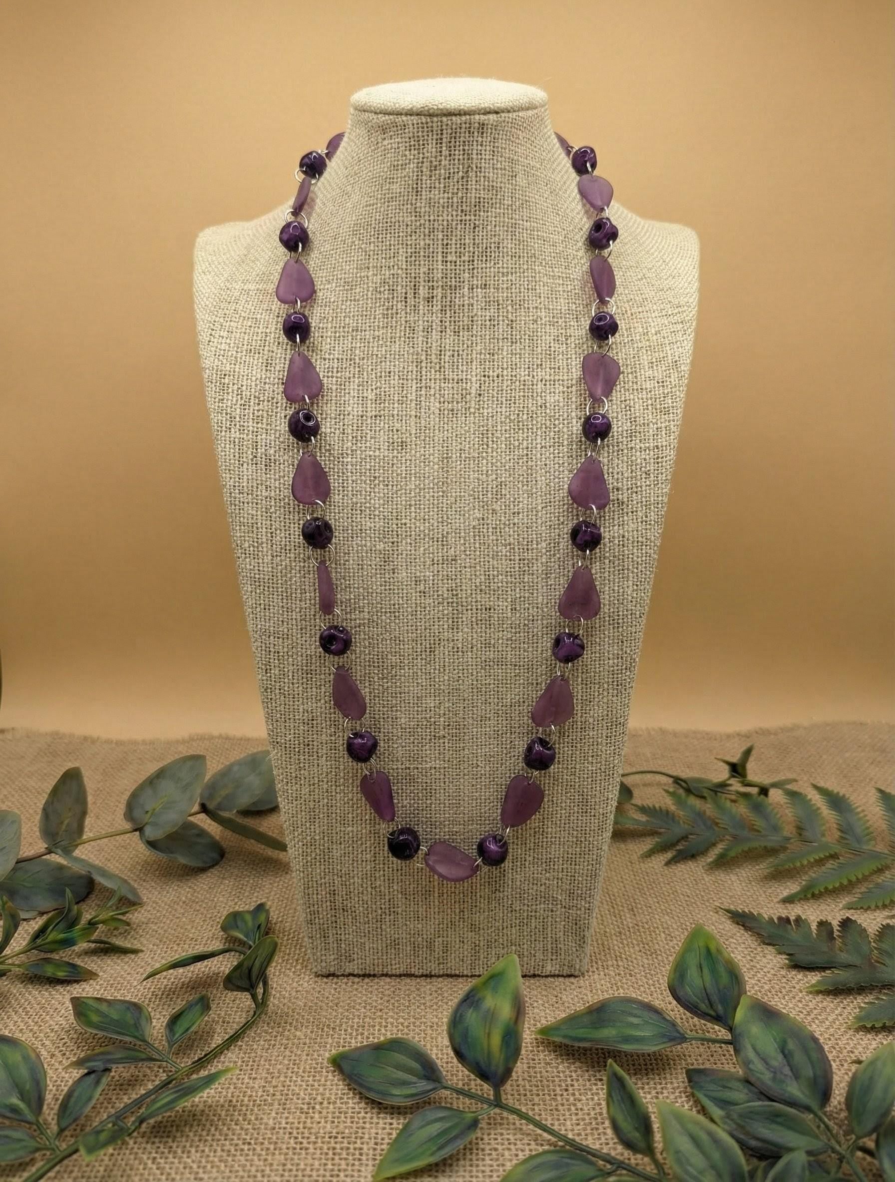 Handmade Long Tagua Nut Necklace.