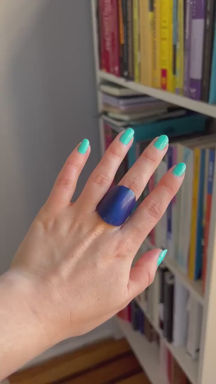 Matte Deep Dark Blue Ring.