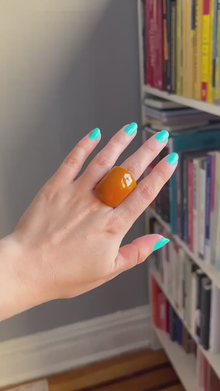 Chunky Yellow Tagua Nut Statement Ring.
