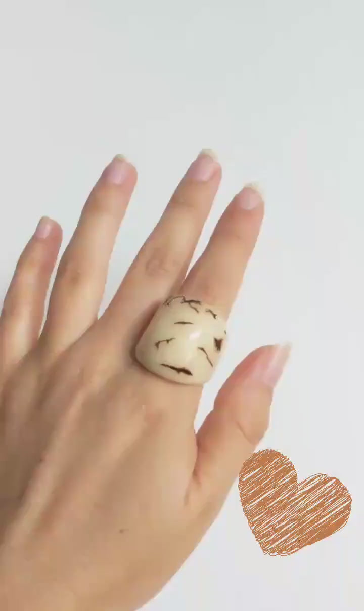 Elegant White Artistic Ring.