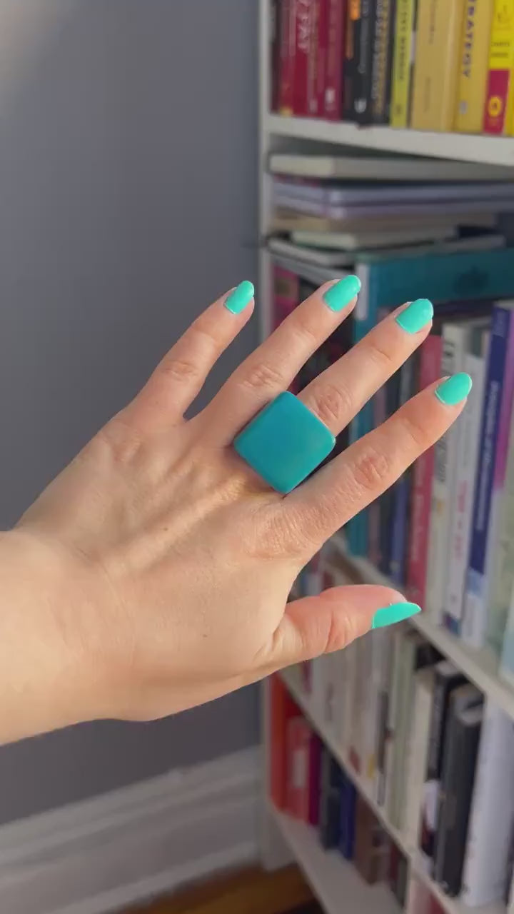 Matte Blue Tagua Nut Ring.
