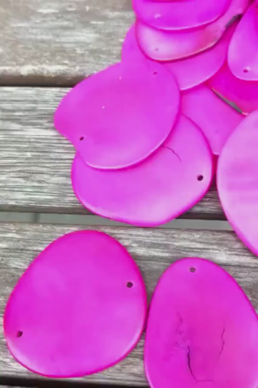 Pink Tagua Nut Slices: Artisan Jewelry Beads (15pcs)