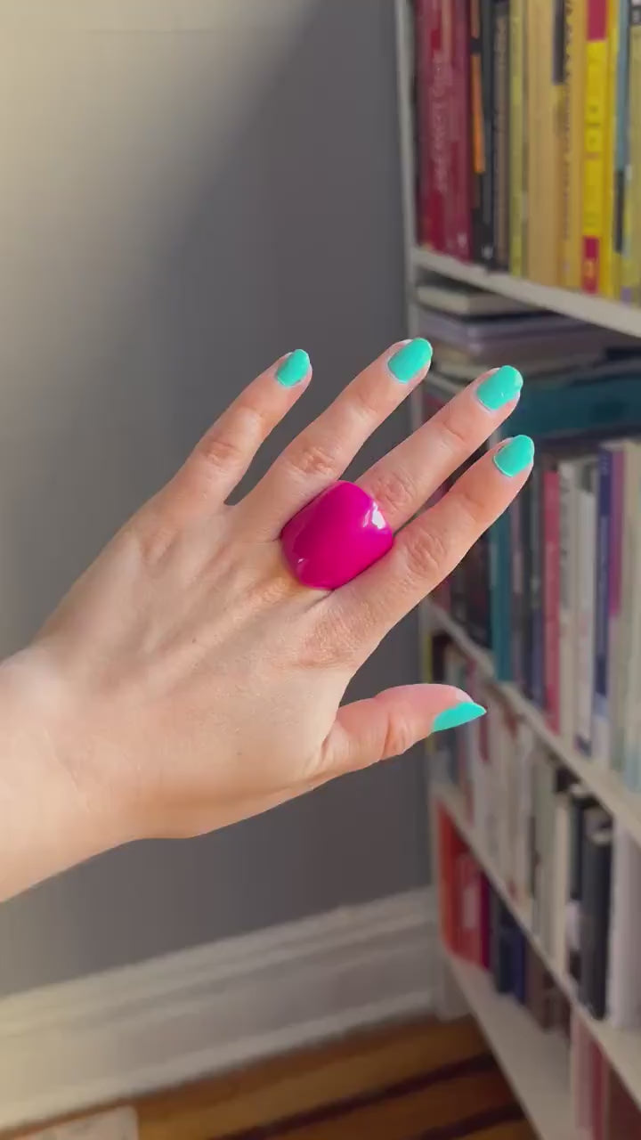 Chunky Fuchsia Tagua Nut Ring.