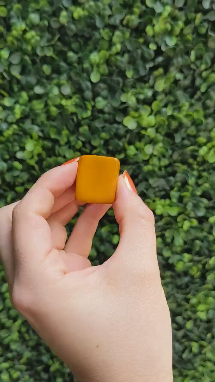Burned Yellow Tagua Nut Ring.