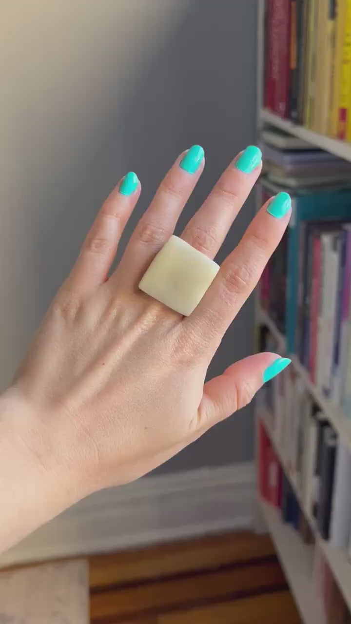 White Geometric Statement Ring.